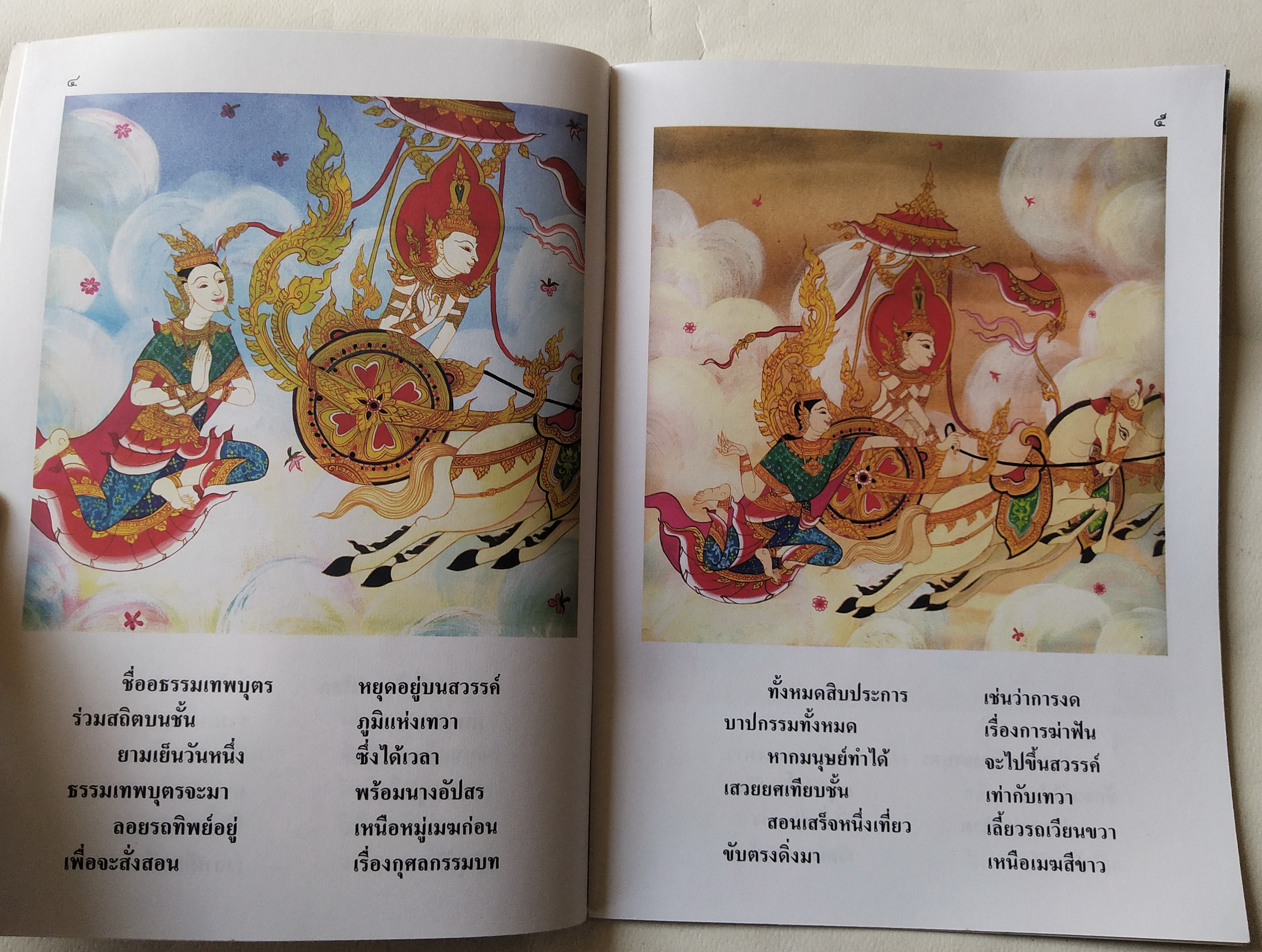 หนังสือภาพสวย มีตำหนิโปรดตรวจสอบทุกภาพ หนังสือภาพ ชุด นิทานชาดก เรื่อง ธรรมเทพบุตร เขียนเรื่องโดย บุษบง โควินทร์ เขียนภาพโดย วาสนา ต๊ะป้อม พิมพ์ครั้งที่ 3 มิถุนายน 2548