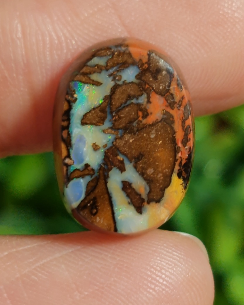 พลอย โบลเดอร์ โอปอล ออสเตรเลีย Australian Boulder Opal 9.80 กะรัต (Cts.) พลอยแท้ อัญมณีมงคลประจําวันเกิด เครื่องประดับพลอย