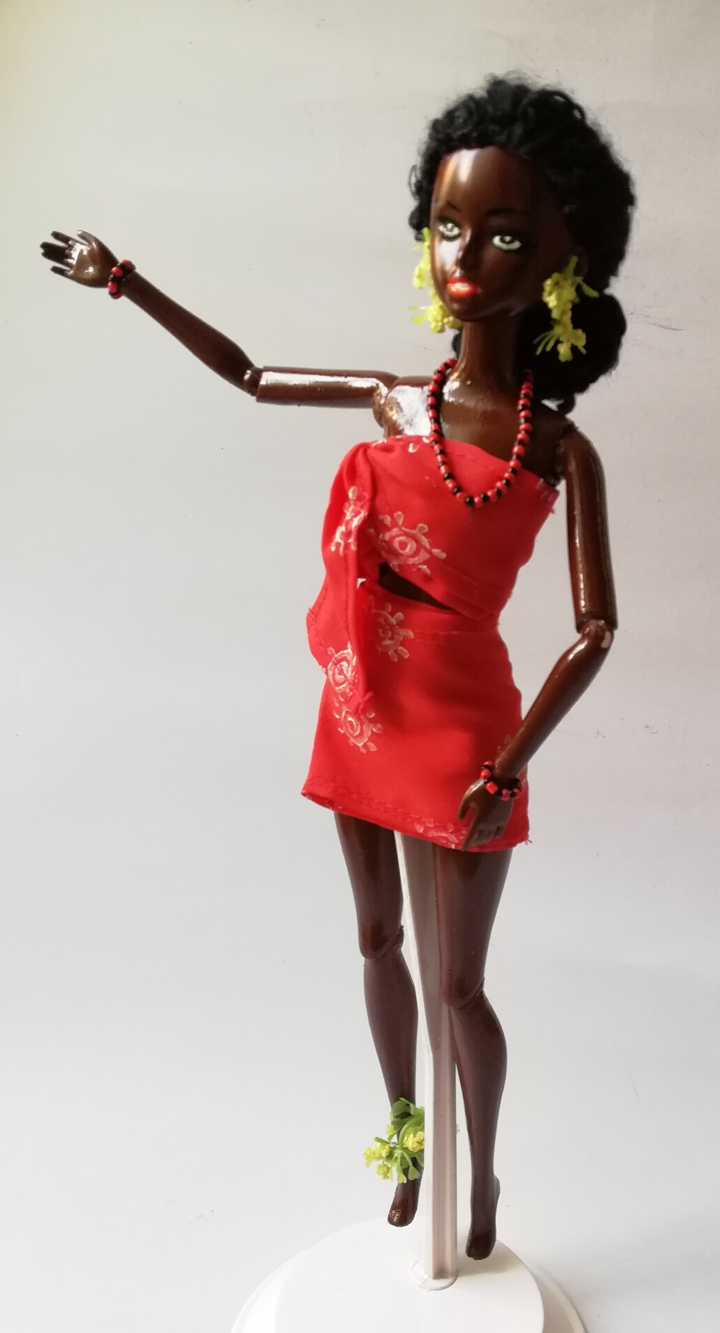 Very Special offer, The only 1 piece, handmade custom doll, 12" as an actress from the play "Ngoh Pa", she is "Ms. Lamhab", she woke up early, dress nicely, put a wooden comb on the head, wearing flower earing, neckace and bracela