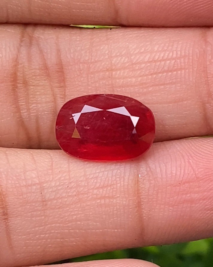 พลอย ทับทิม เผาเก่า 5.16 กะรัต พร้อมใบเซอร์ พลอยแท้ อัญมณีมงคลประจําวันเกิด เครื่องประดับพลอย