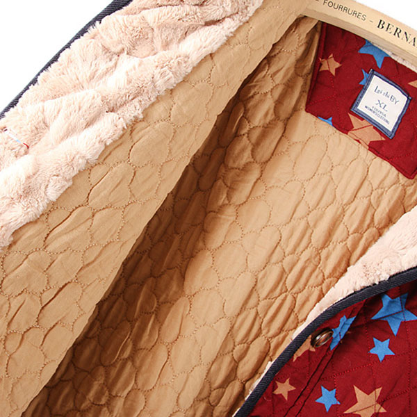 เสื้อโค้ทกันหนาววินเทจ ผ้าทอลายดาว มีฮู้ดซับผ้าขนนุ่ม (11749LM)