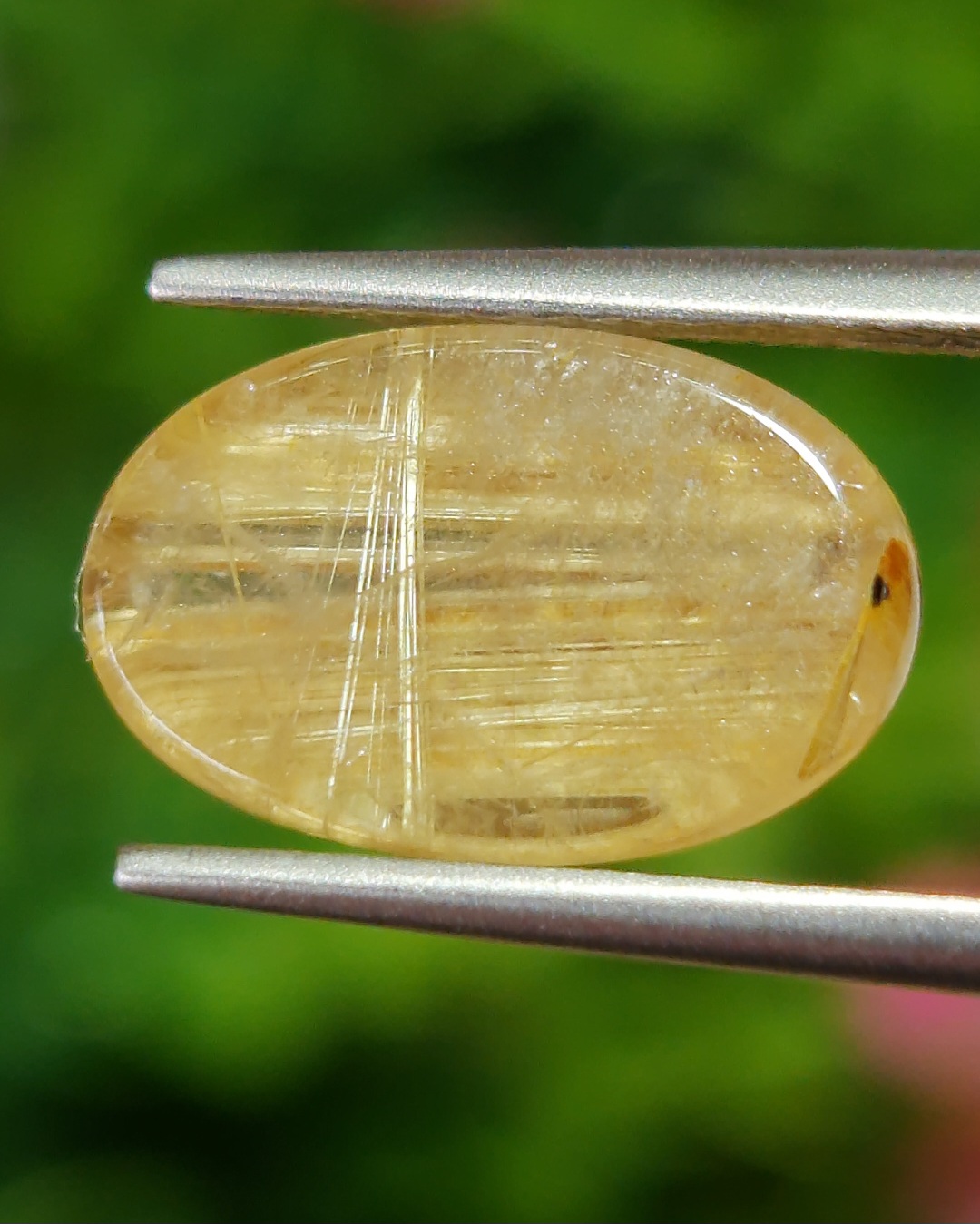 ตาแมว ไหมทอง ควอตซ์ Cat eye Golden Rutilated Quartz 5.18 กะรัต Cts.พลอยแท้ อัญมณีมงคลประจําวันเกิด เครื่องประดับพลอย