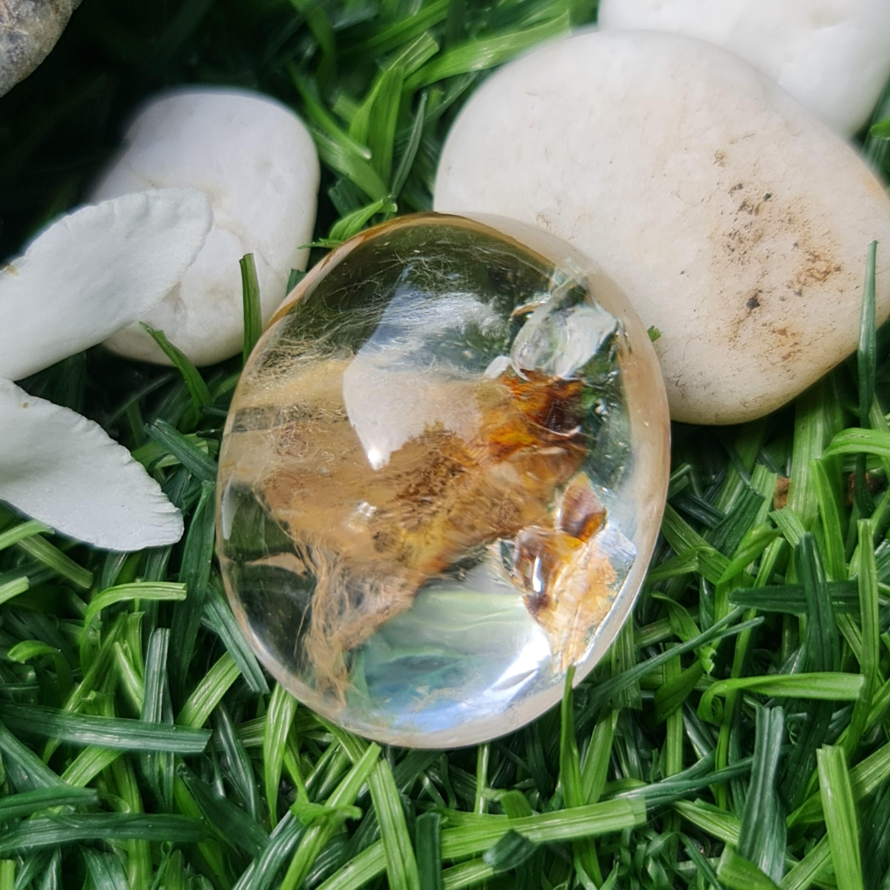 โป่งข่าม ควอตซ์ Rutilated Quartz 59.52 กะรัต Cts. พลอยแท้ อัญมณีมงคลประจําวันเกิด เครื่องประดับพลอย