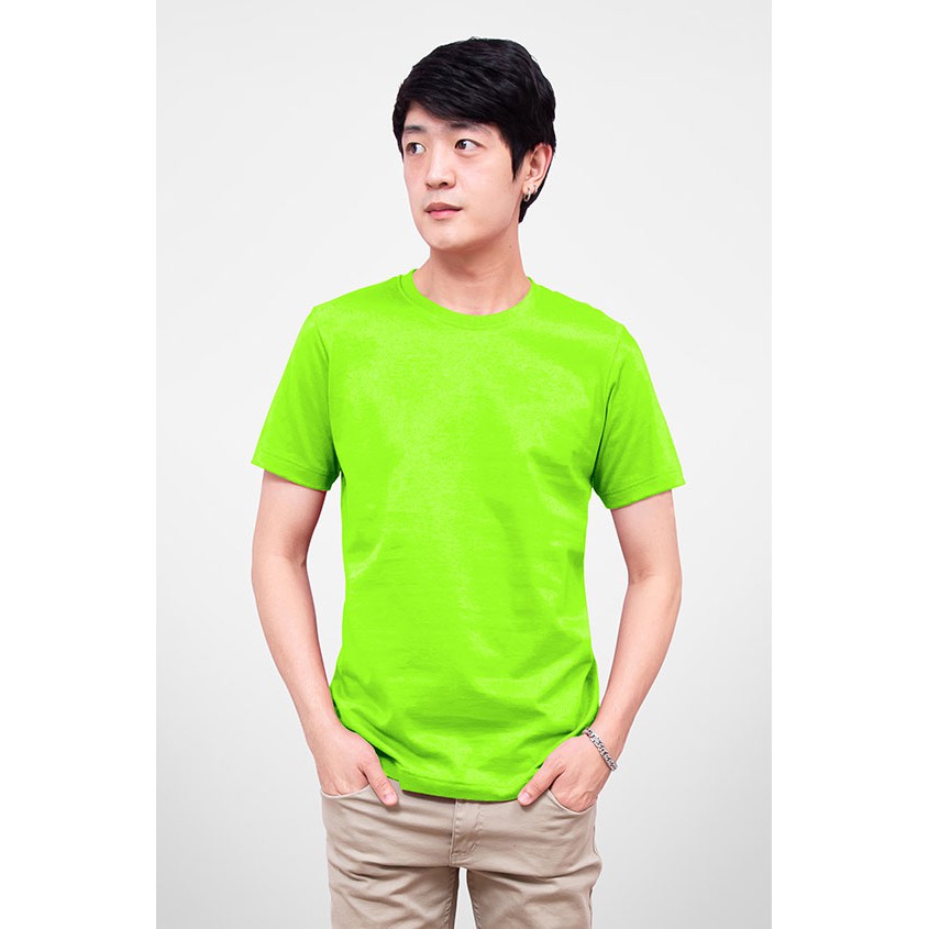 Noproblem Noproblem ยอดขาย No.1 รับประกัน ไม่ย้วย ไม่ยืด ผ้านุ่ม เสื้อยืด สีพื้น เสื้อยืดคอกลม สีเขียวตอง