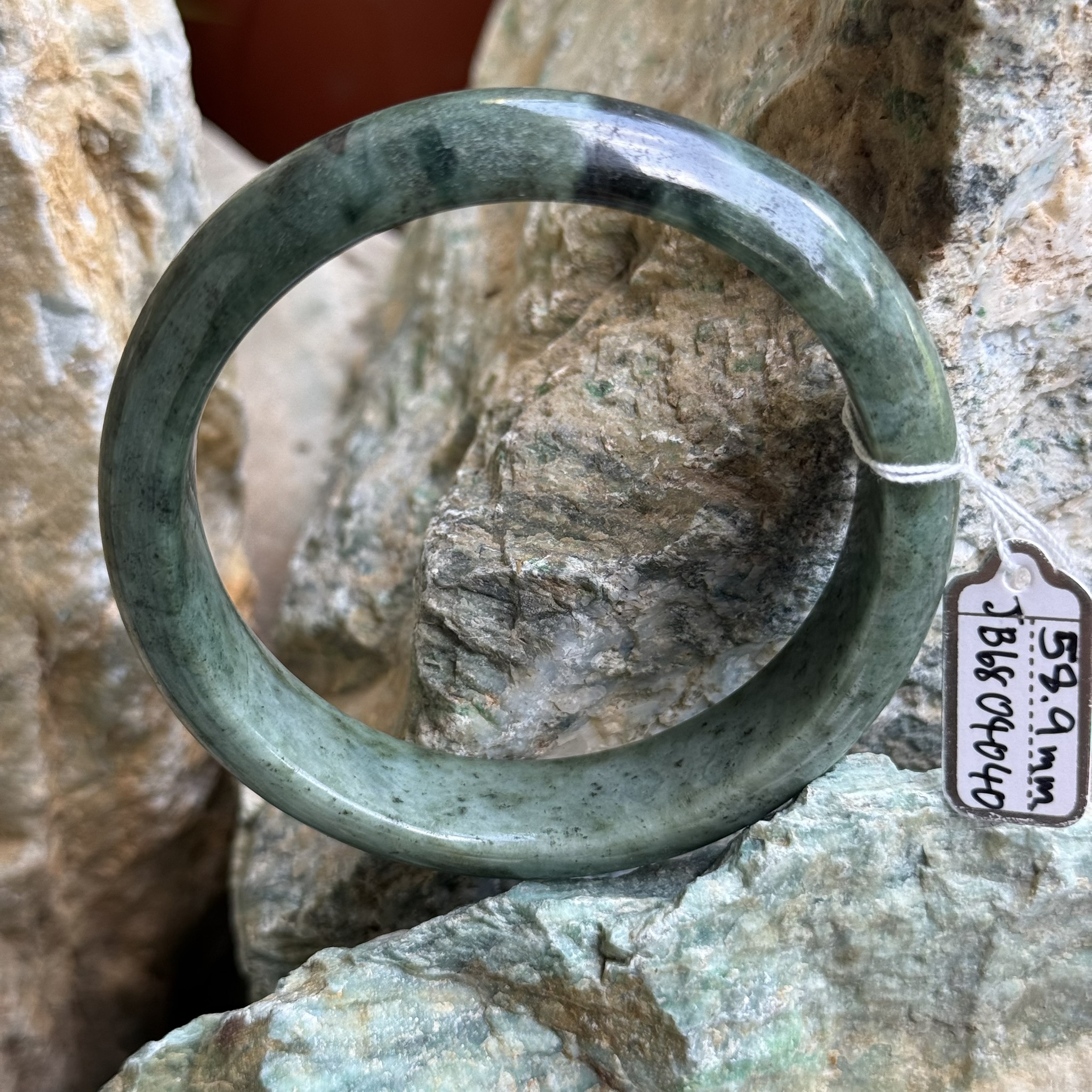 JB6804040 หยก พม่า แท้ Jade กำไลหยก 58.9 มม. (Jadeite bracelet) พม่า (Myanmar)