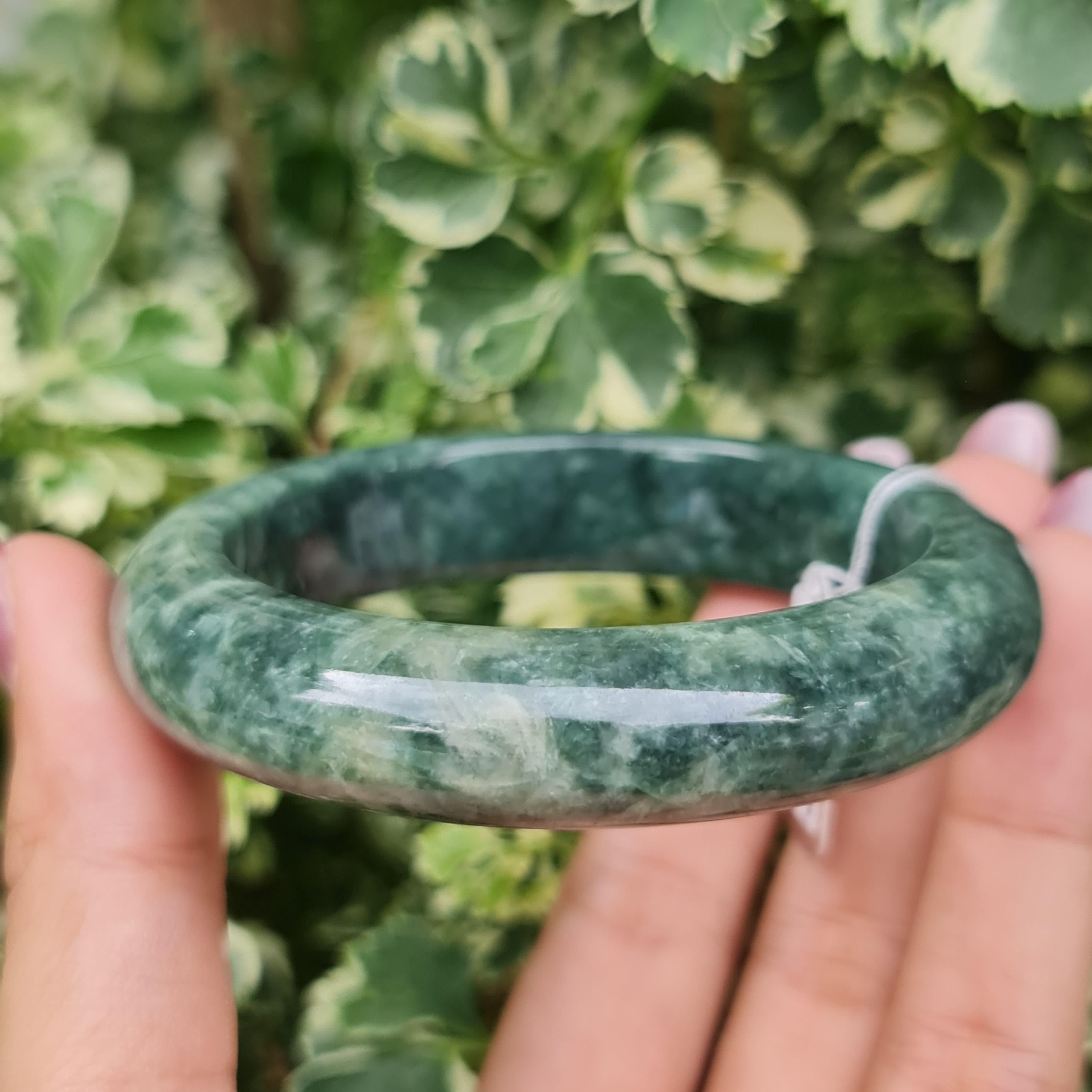 JB6804146 หยก พม่า แท้ Jade กำไลหยก 55.8 มม. (Jadeite bracelet) พม่า (Myanmar)