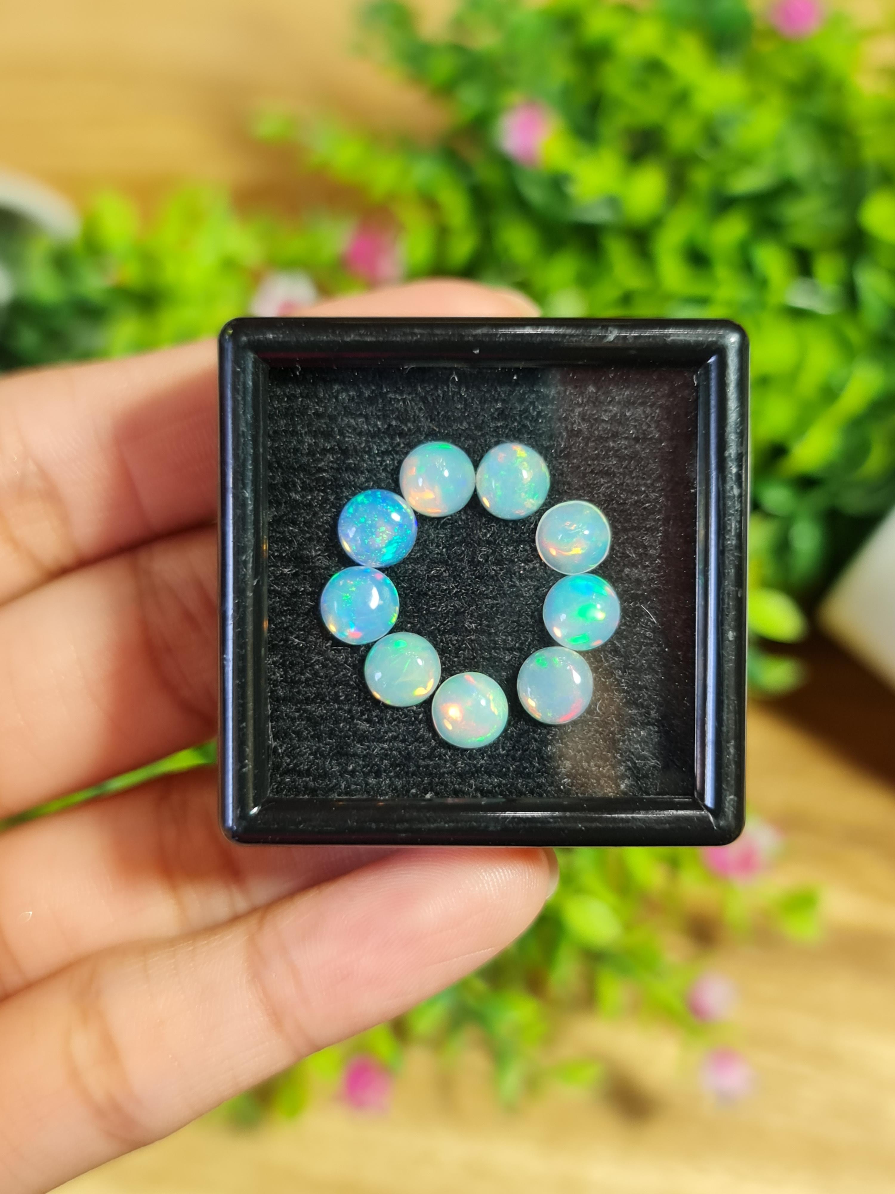 พลอย โอปอล Opal 9 เม็ด (Pcs.) 4.67 กะรัต (Cts.)พลอยแท้ อัญมณีมงคลประจําวันเกิด เครื่องประดับพลอย