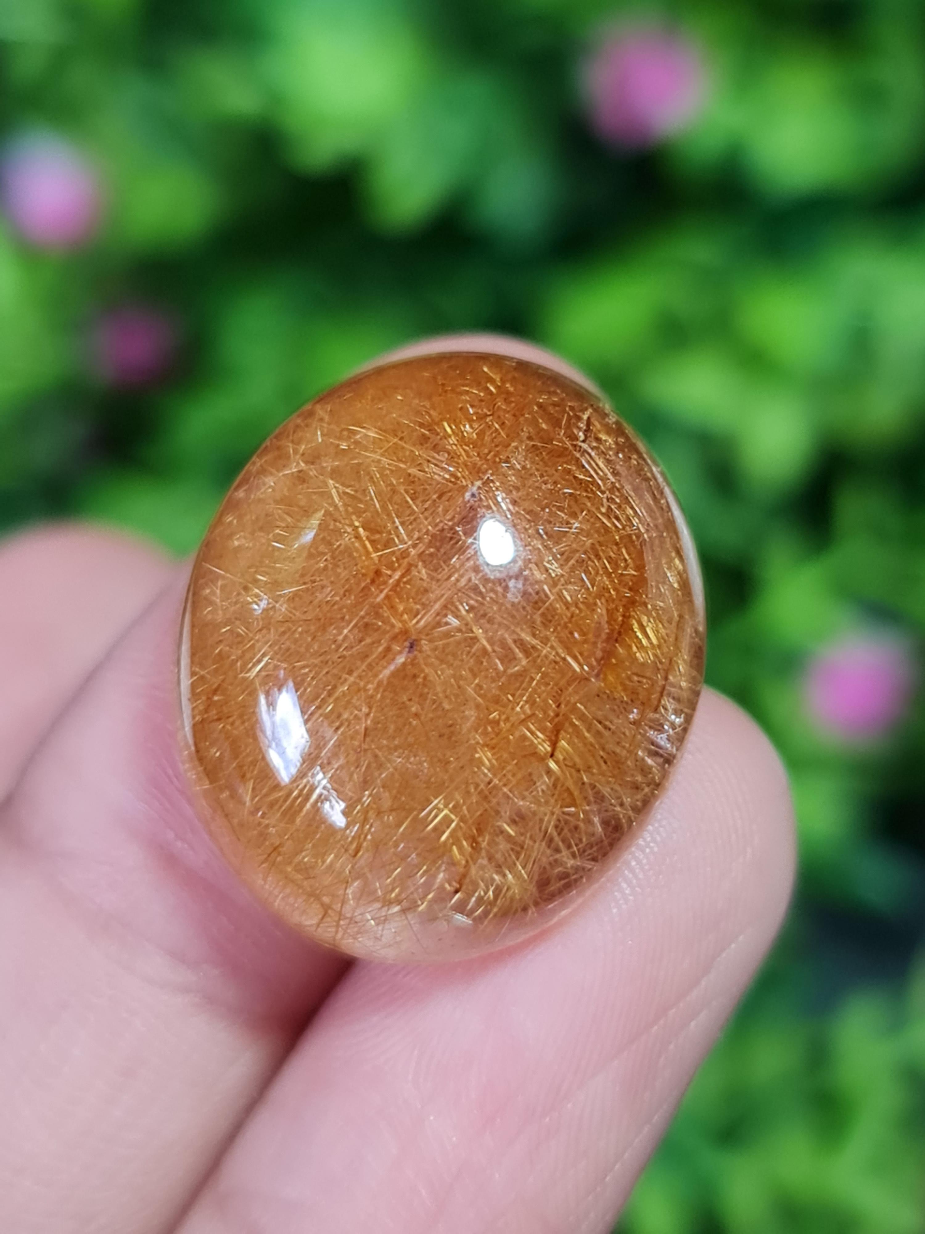 ไหมทอง ควอตซ์ Golden Rutilated Quartz 37.55 กะรัต Cts.พลอยแท้ อัญมณีมงคลประจําวันเกิด เครื่องประดับพลอย