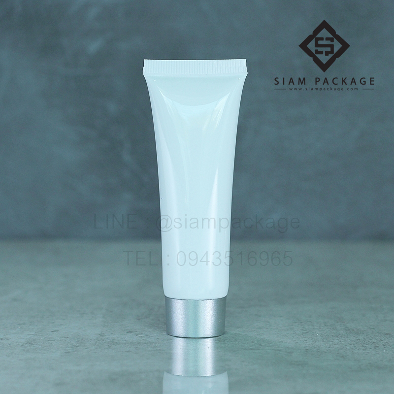 หลอดโฟม 15g. หลอดเกลียว หลอดโฟมสีขาวฝาเงาด้าน
