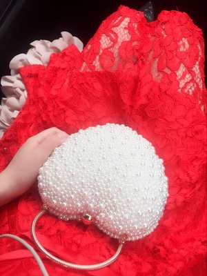 Evening Clutch กระเป๋าออกงาน แต่งมุกทั้งใบ รูปหัวใจ สวยน่ารัก