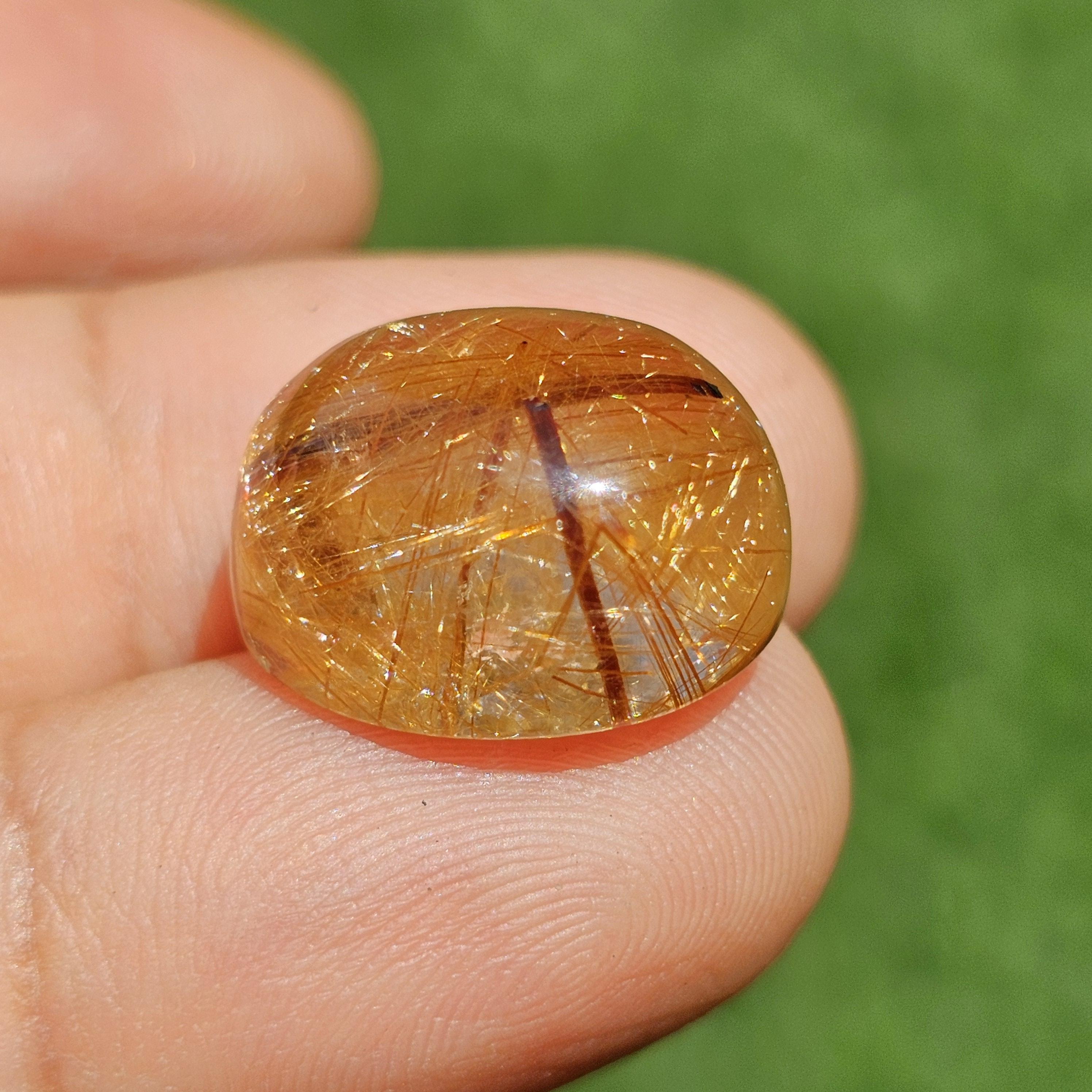 ไหมทอง ควอตซ์ Golden Rutilated Quartz 17.12 กะรัต Cts.พลอยแท้ อัญมณีมงคลประจําวันเกิด เครื่องประดับพลอย