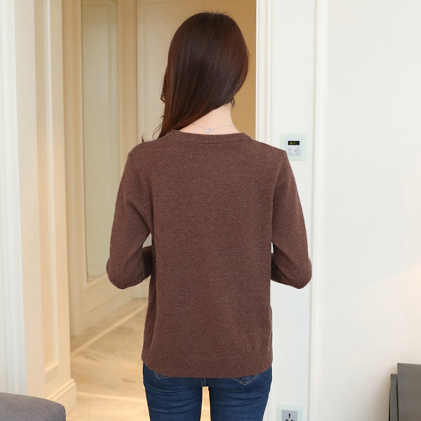 เสื้อไหมพรมวูลเนื้อนิ่ม แขนยาว ถักลายช้างน้อย (12268B)