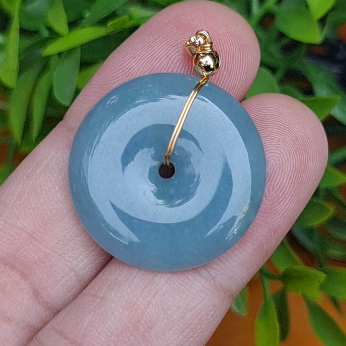 หยก จี้โดนัทหยก 42.75 Cts. (ฺBi Disc Jade) หยกแท้ อัญมณีมงคลประจําวันเกิด เครื่องประดับพลอย