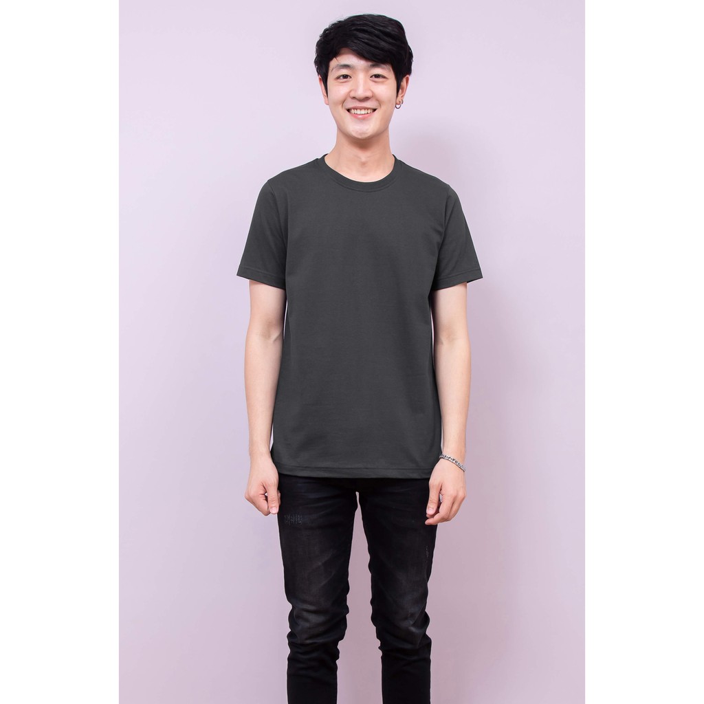 เสื้อยืด OV101 คอกลม ผ้าCotton100% 32 เนื้อนุ่ม ใส่สบาย สีเทาเข้ม