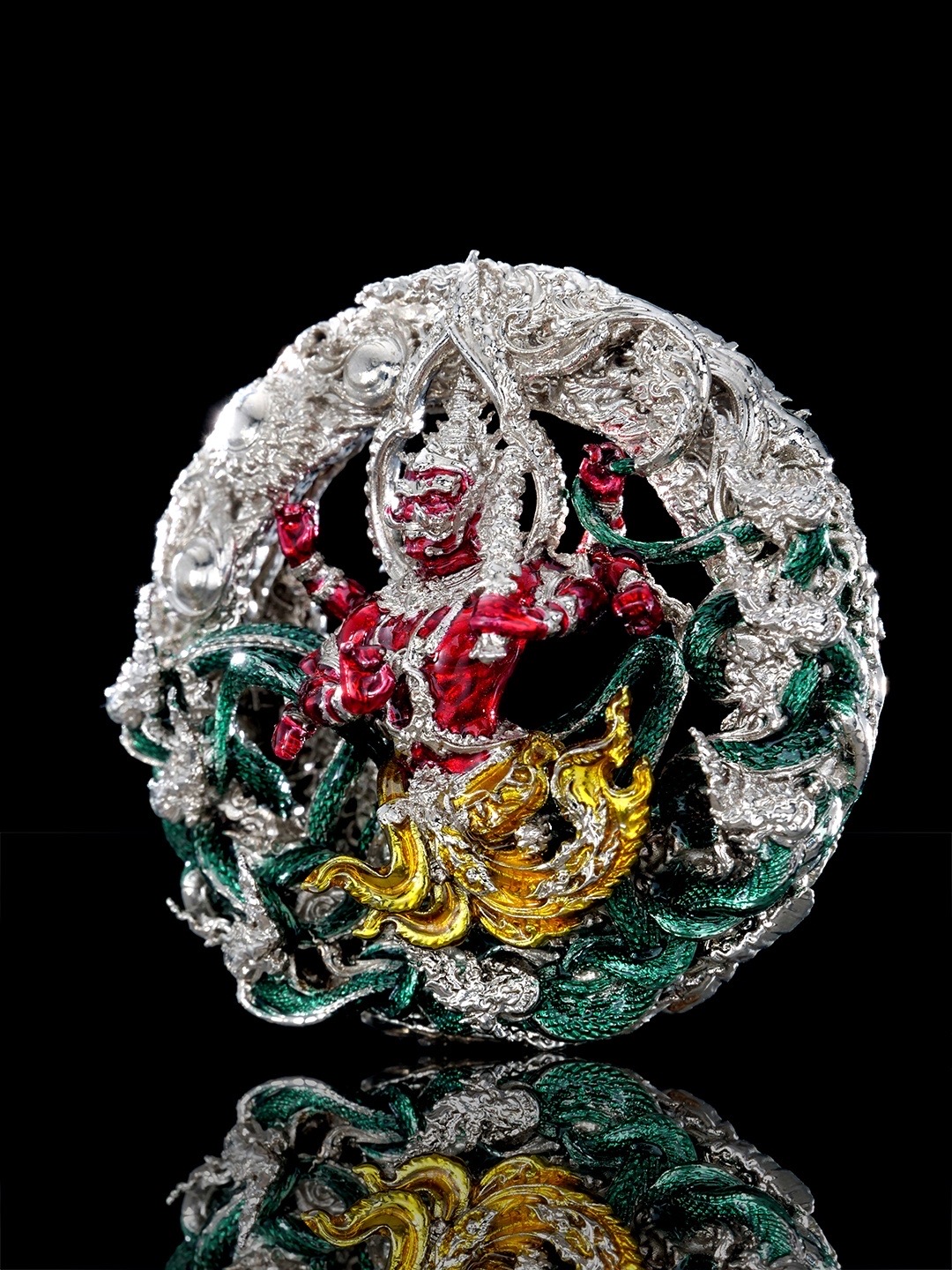 เหรียญพระราหู666 รายการพิเศษศูนย์จอง เนื้อบรอนซ์ชุบเงินลงยา