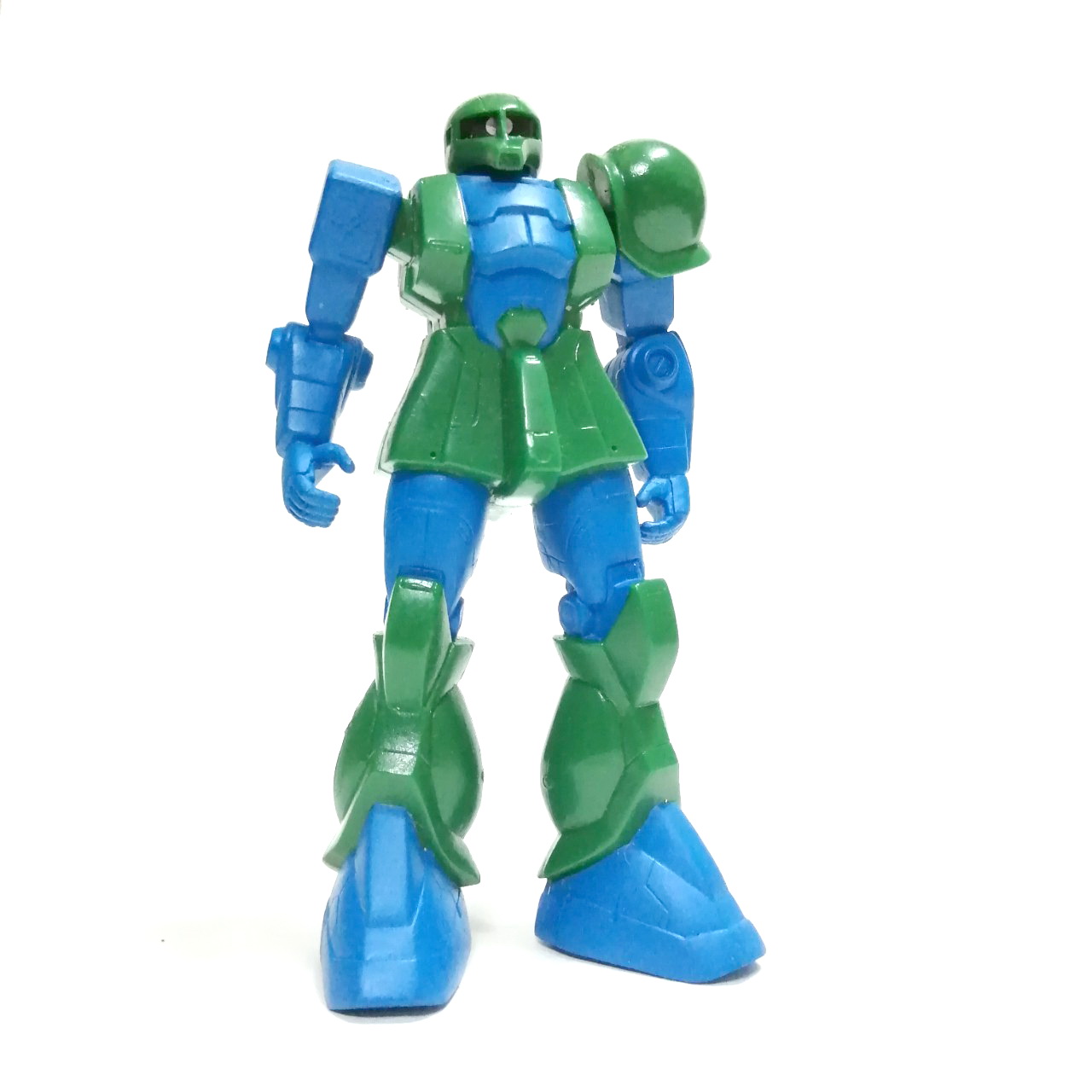 หุ่นยางตัน 4.5 นิ้ว แซกเก่า(old zaku) จาก กันดั้ม รุ่นเก่าน้ำเงินเขียวของฝ่ายซีออน เก่าเก็บ มีรอยบ้าง ไม่มีปั๊ม