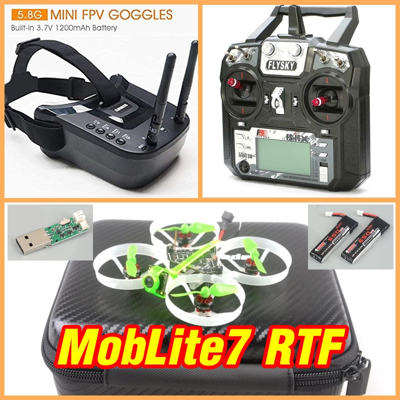 Happymodel Moblite7 RTF ชุดพร้อมบิน รวมแว่น Goggles แถมแบต2ก้อน แถมที่ชาร์จ แถมกระเป๋า