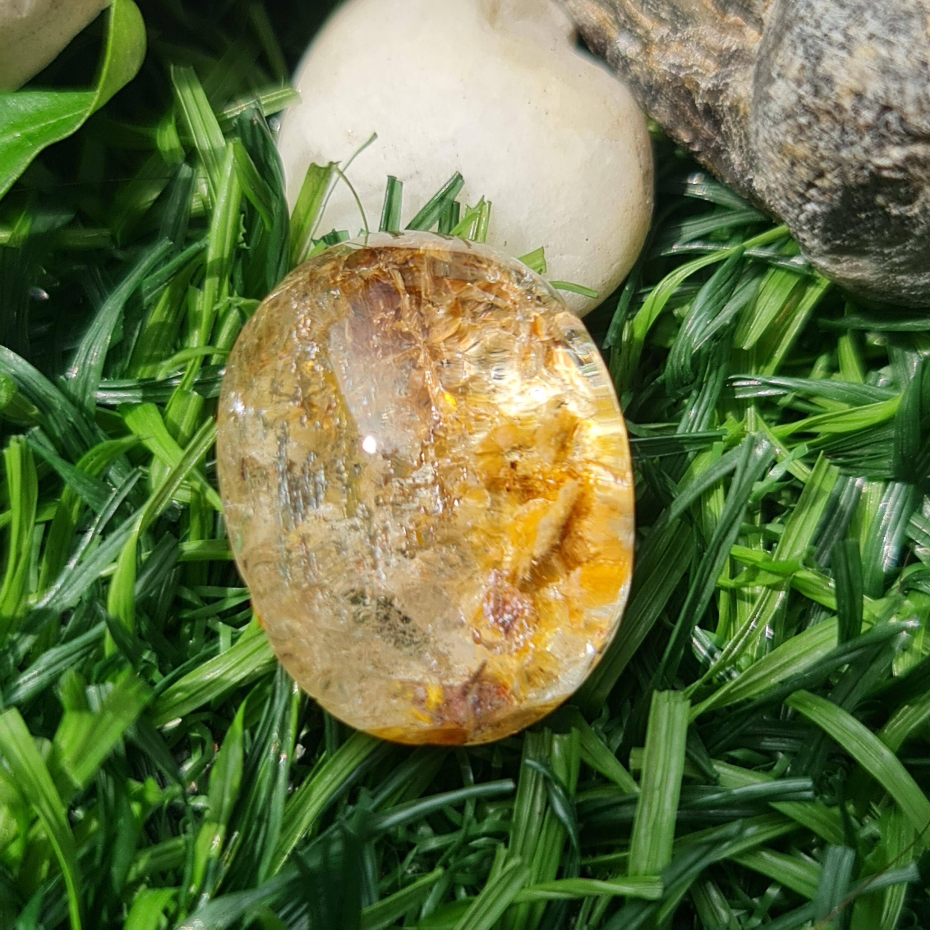 โป่งข่าม ควอตซ์ Rutilated Quartz 30.26 กะรัต Cts. พลอยแท้ อัญมณีมงคลประจําวันเกิด เครื่องประดับพลอย