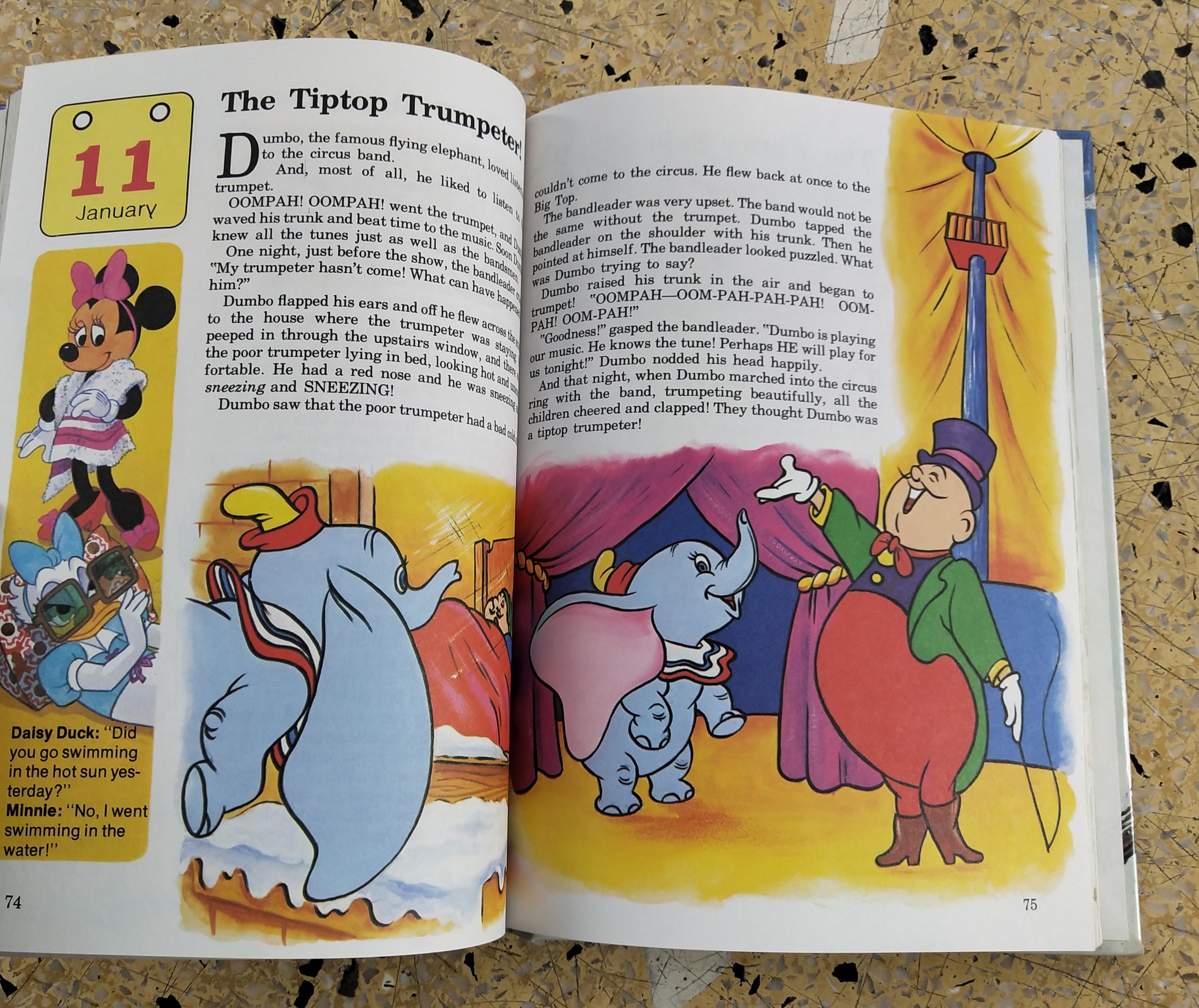 หนังสือภาพการ์ตูนดิสนีย์น่ารัก **หนังสิอเก่า มีตำหนิ โปรดตรวจสอบทุกภาพ ปกแข็ง ฉบับภาษาอังกฤษ เล่าเรื่องราวของทุกวันในฤดูหนาว ผ่านตัวการ์ตูนจากดิสนีย์ Story a Day for every day of the year ,Winter