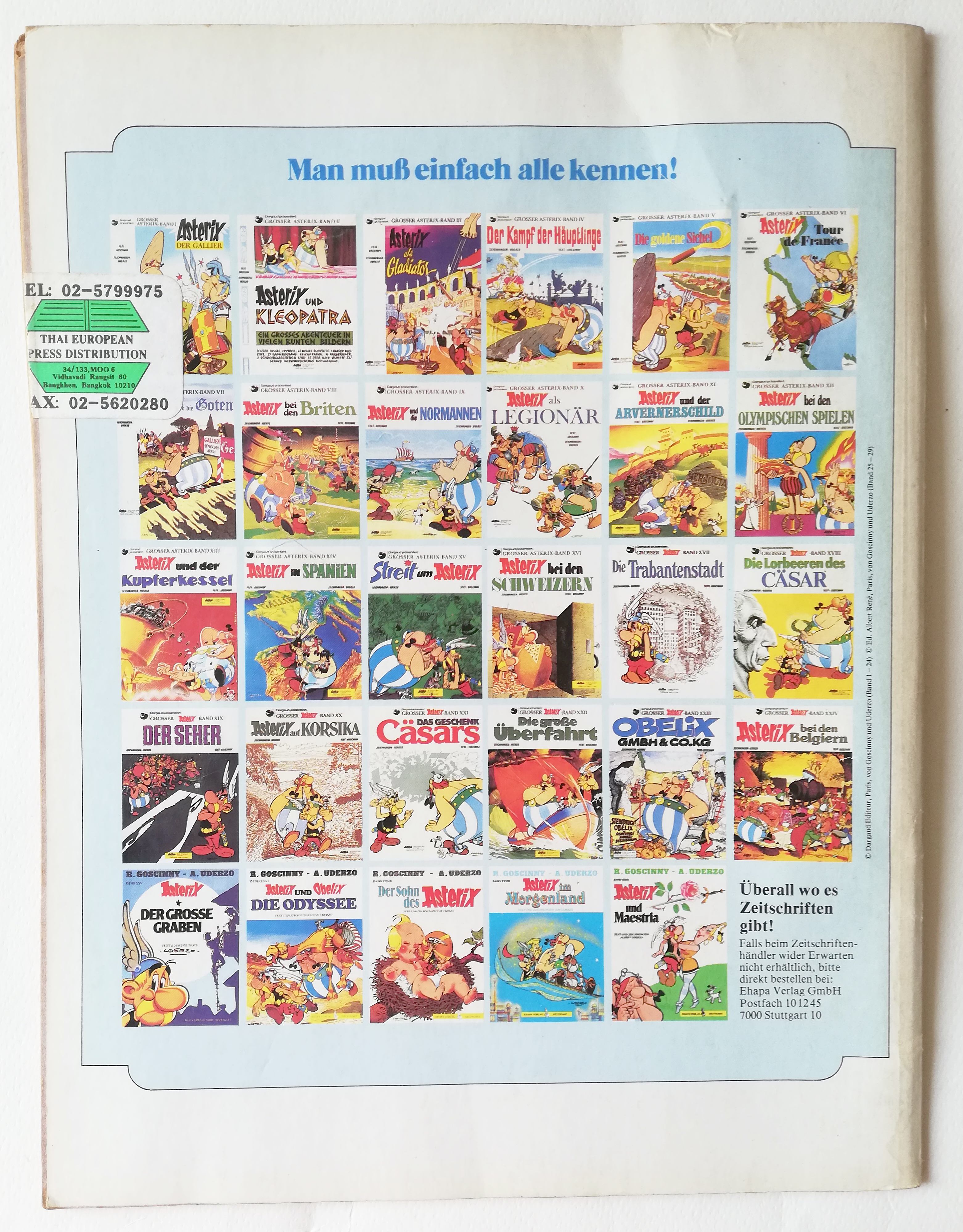 หนังสือการ์ตูนภาษาเยอรมัน Dargaud prasentiert:-BAND XVII GROSSER Asterix Die Lorbeeren des CASAR ZEICHNUNGEN: UDERZO TEXT: GO SFr. 7.20 DELTA VERLAG GMBH Jelta VTERIFER STUTTGART EHAPA VERLAG GMBH STUTTGART UDER20