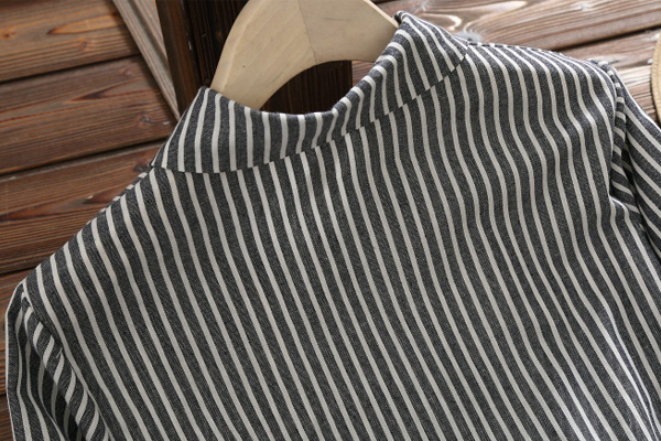 เดรสเชิ้ตแขนยาว เอวผูกจั๊ม พิมพ์ลายก้างปลา (12304LM)