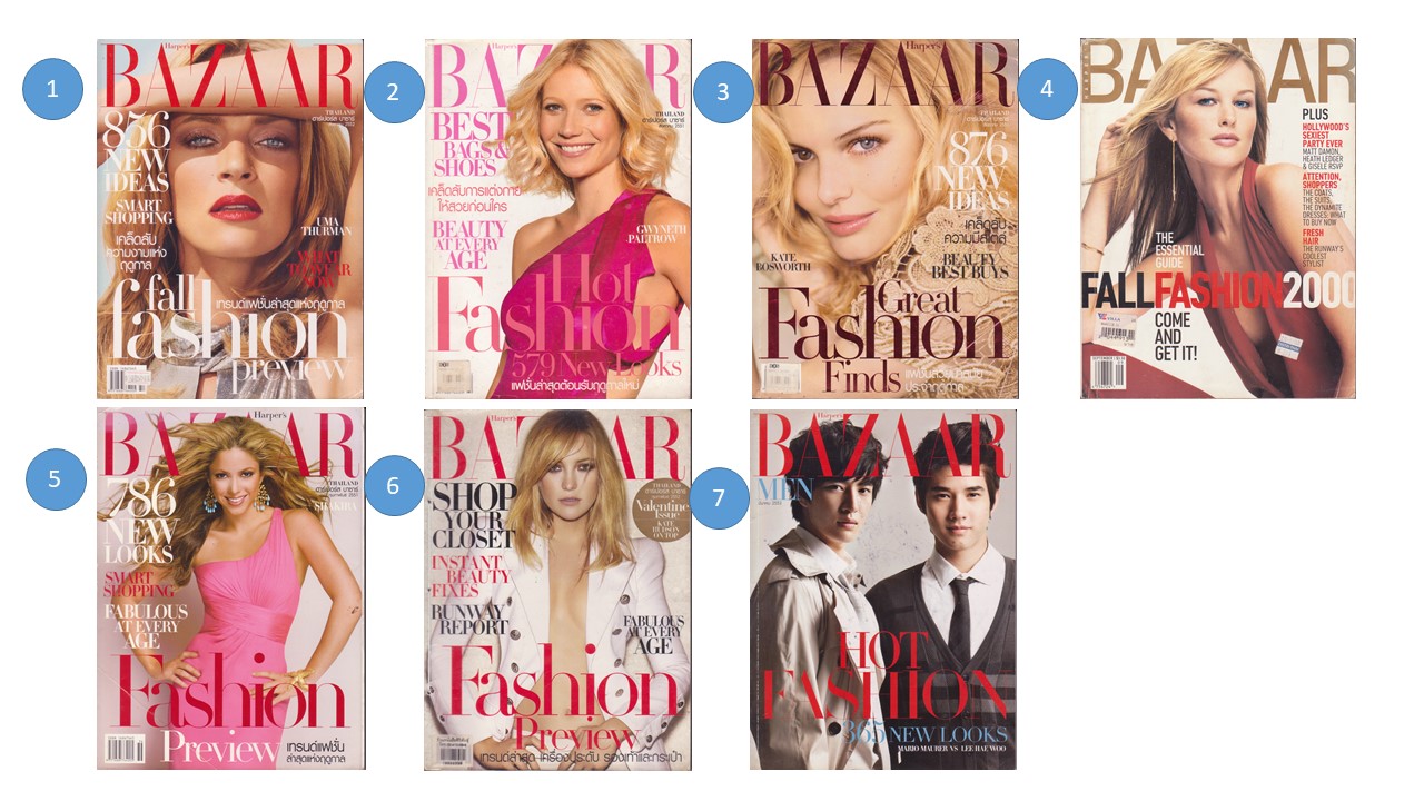 นิตยสารเก่า Bazaar ทั้งไทยและต่างประเทศ กรุณาเลือกแบบ** มีตำหนิบ้าง บางเล่มหน้าหลุดจากสัน