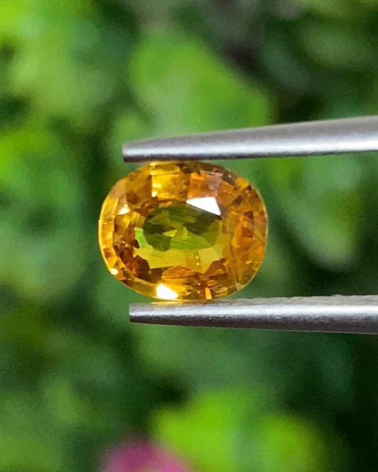 พลอย บุษราคัม Yellow Sapphire 1.44 กะรัต (Cts.) พลอยแท้ อัญมณีมงคลประจําวันเกิด เครื่องประดับพลอย