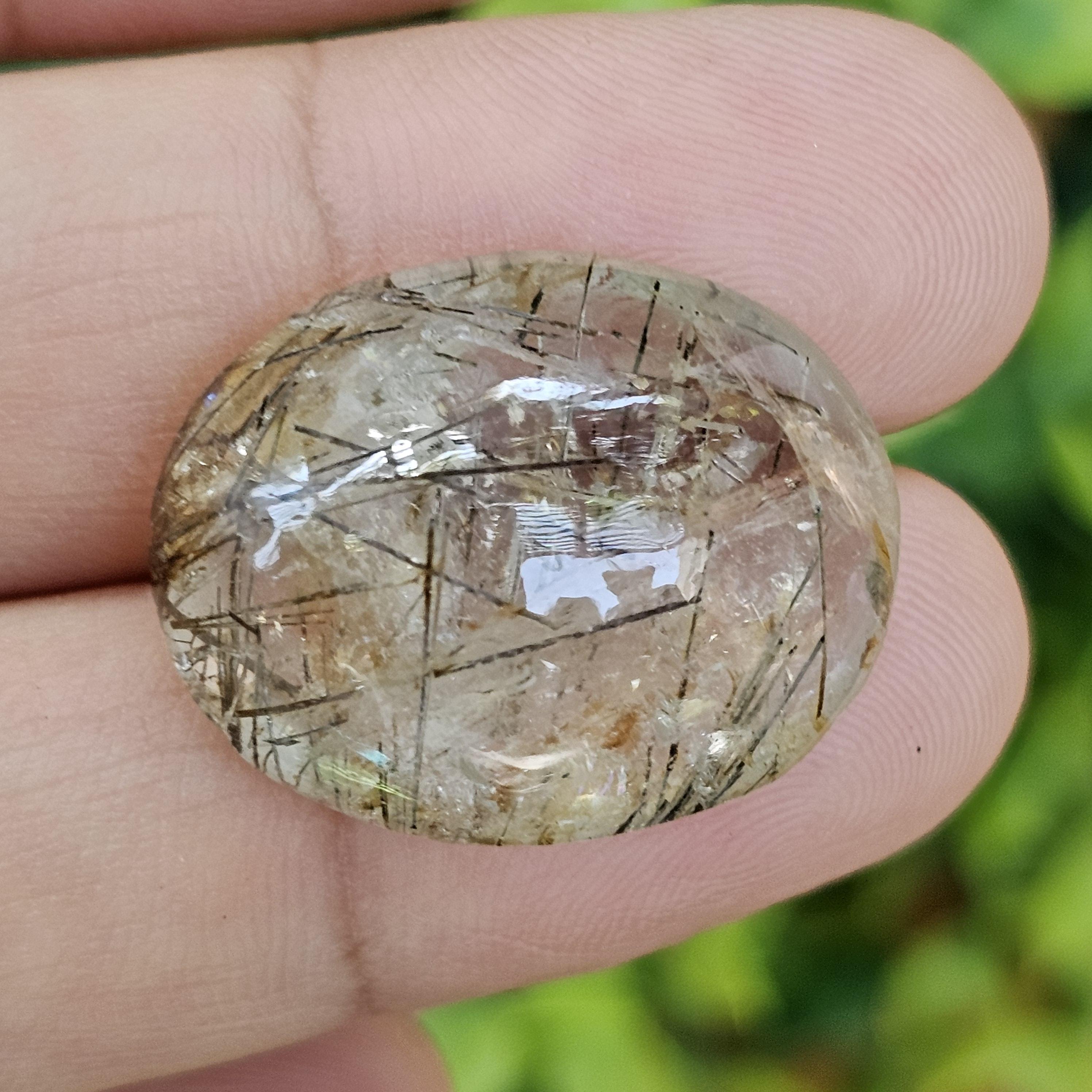 ไหมดำ ควอตซ์ แก้วขนเหล็ก Black Rutilated Quartz 30.87 กะรัต Cts. พลอยแท้ อัญมณีมงคลประจําวันเกิด เครื่องประดับพลอย