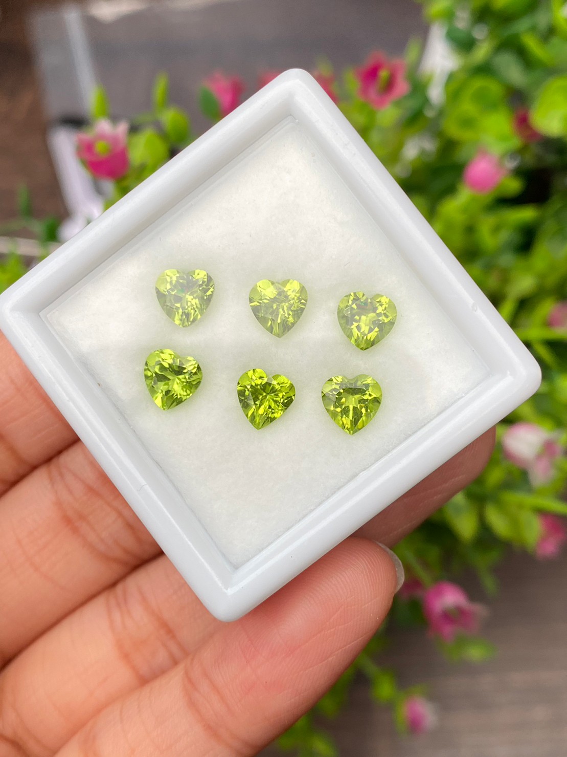 พลอย เพอริดอต Peridot 5.50 กะรัต (Cts.) 6 เม็ด (pcs.) พลอยแท้ อัญมณีมงคลประจําวันเกิด เครื่องประดับพลอย