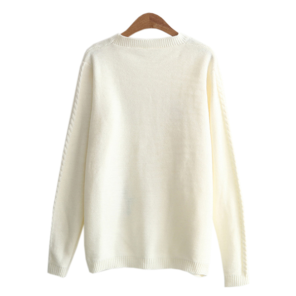 เสื้อสเวตเตอร์กันหนาว ไหมพรมนิ่มปักลายผึ้งน้อย (12001LM)