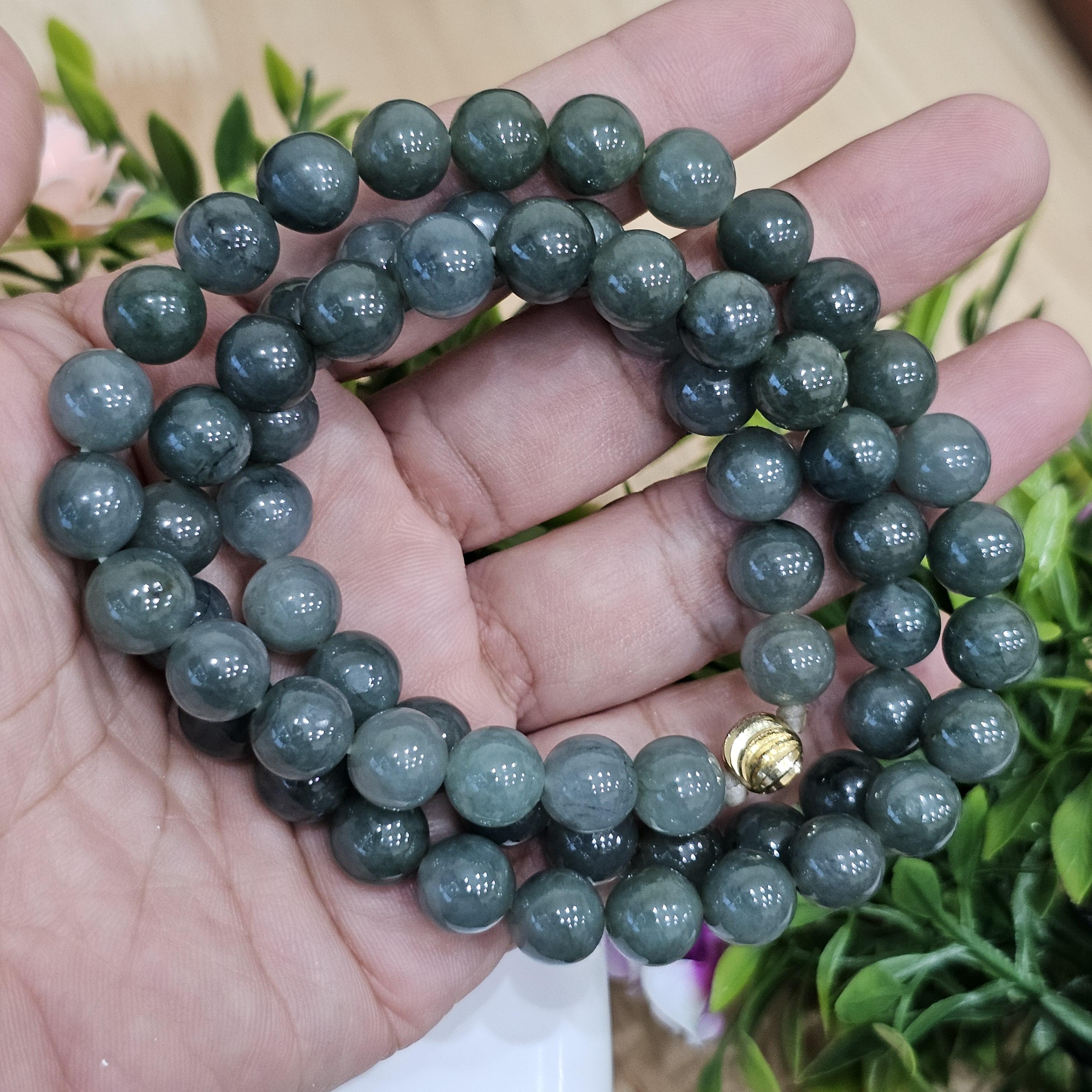 สร้อยคอหยก (Jadeite Necklace) 23 นิ้ว ดิบ ไม่ผ่านการปรับปรุง (Type A) พม่า (Myanmar) หยก พม่า แท้ Jade