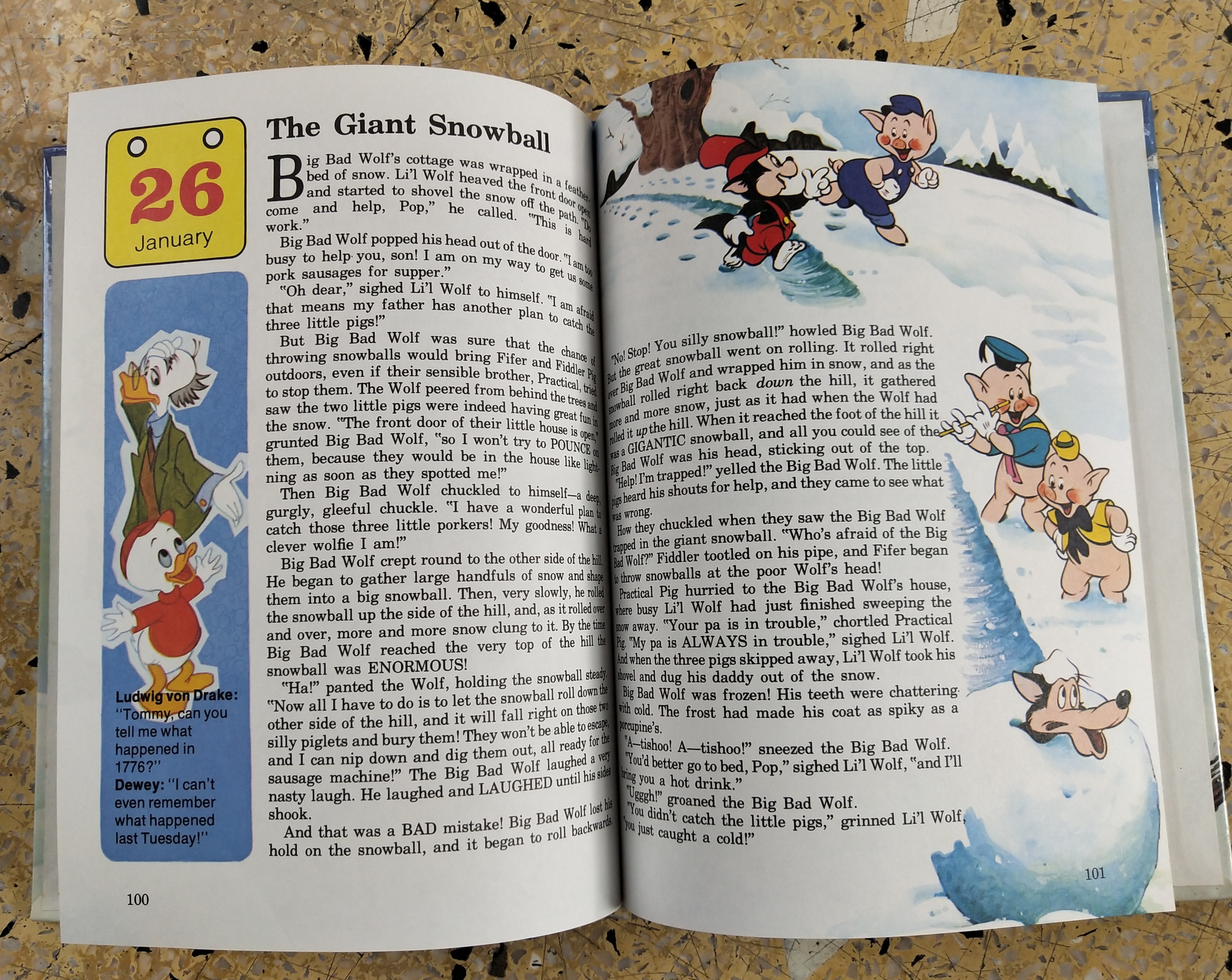 หนังสือภาพการ์ตูนดิสนีย์น่ารัก **หนังสิอเก่า มีตำหนิ โปรดตรวจสอบทุกภาพ ปกแข็ง ฉบับภาษาอังกฤษ เล่าเรื่องราวของทุกวันในฤดูหนาว ผ่านตัวการ์ตูนจากดิสนีย์ Story a Day for every day of the year ,Winter