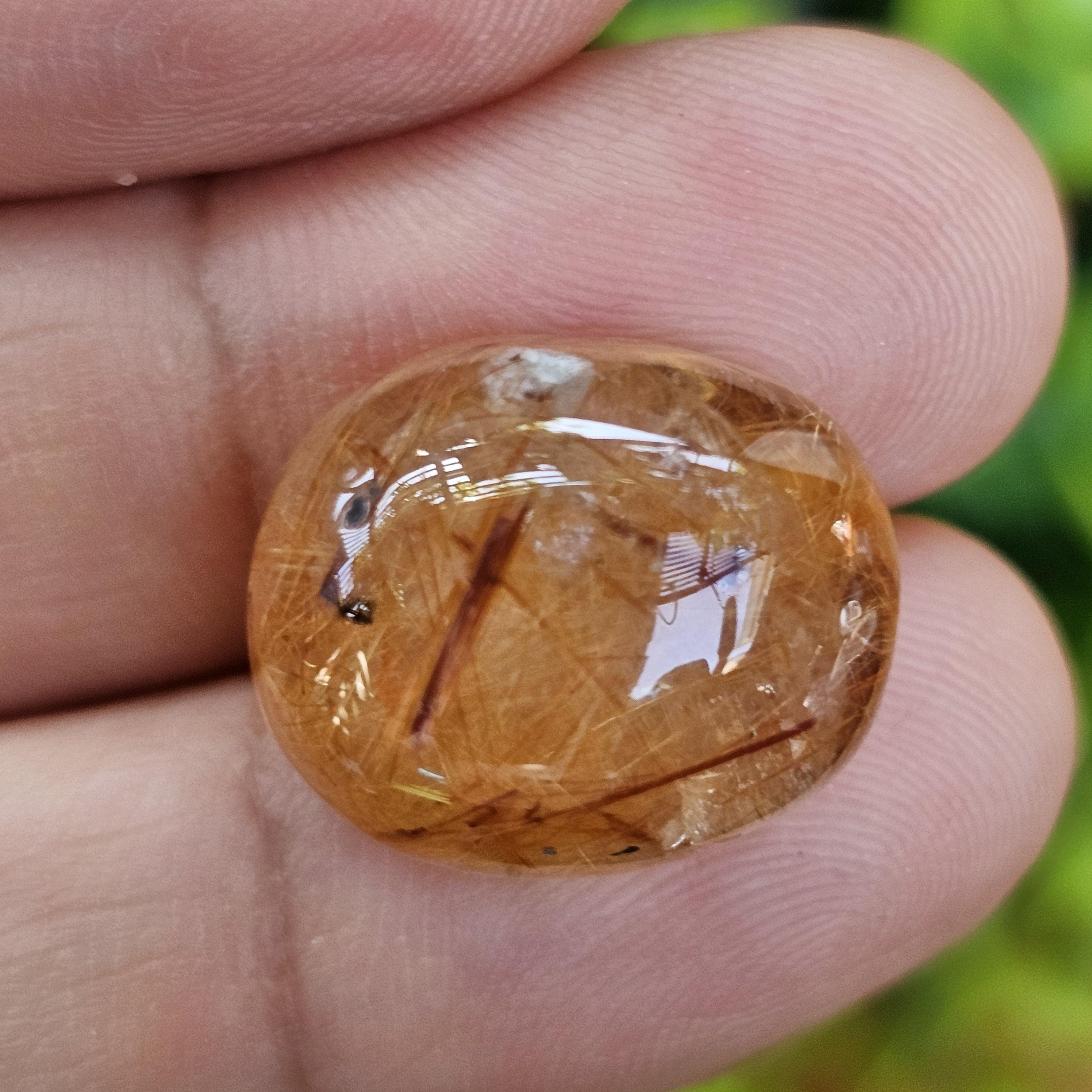 ไหมทอง ควอตซ์ Golden Rutilated Quartz 22.34 กะรัต Cts.พลอยแท้ อัญมณีมงคลประจําวันเกิด เครื่องประดับพลอย