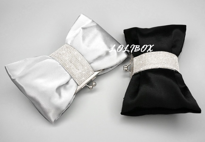 พร้อมส่ง Evening Clutch กระเป๋าออกงาน รูปโบว์ คาดเพชร สวยหรู