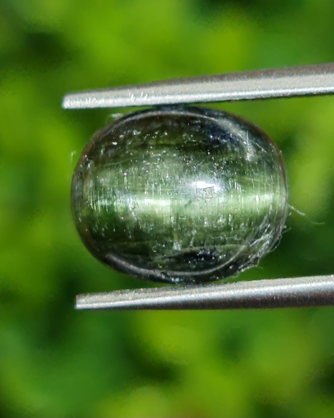 ตาแมว ทัวร์มาลีน Cat eye Tourmaline 4.59 กะรัต Cts. พลอยแท้ อัญมณีมงคลประจําวันเกิด เครื่องประดับพลอย