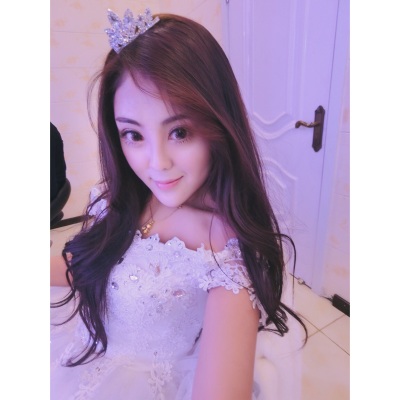 Pre-order ชุดแฟนซี ชุดเจ้าสาว ชุดราตรีสั้น สีขาว ไหล่ปาด ผ้าลูกไม้ แต่งคริสตัล ปักเลื่อมช่วงอก เชือกผูกหลัง