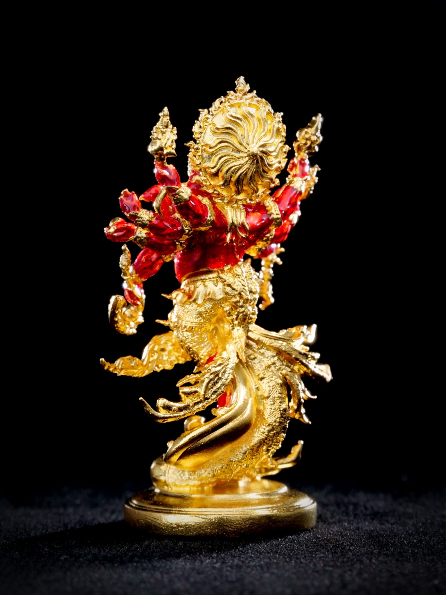 พระพิฆเนศสุริยะเทพ สุริยาบินายัค Surya Binayak รหัส8 เนื้อชนวนมหาชนวน ชุบทองลงยา