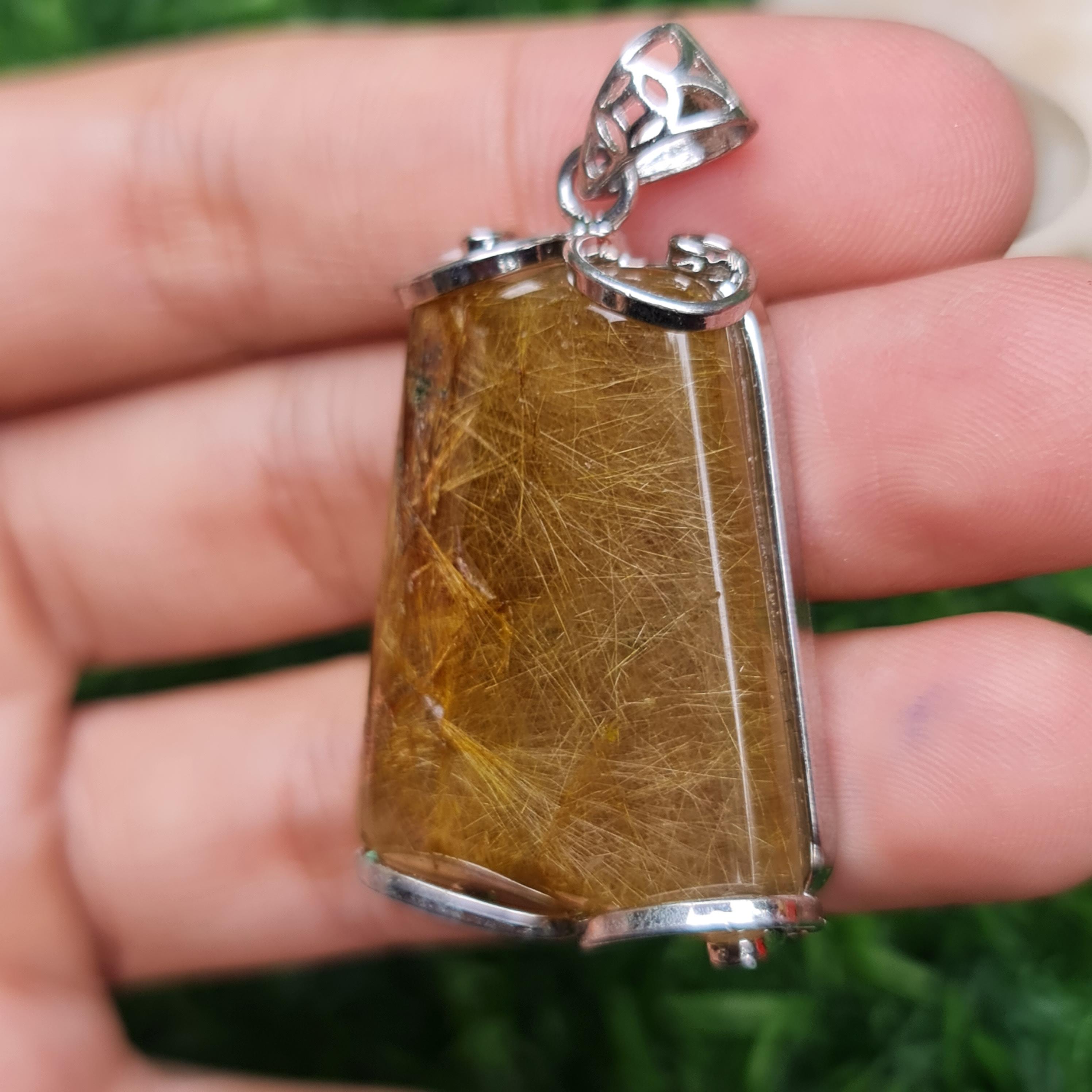 จี้ไหมทอง (Golden Rutilated Quartz) 78.42 กรัม g.พลอยแท้ อัญมณีมงคลประจําวันเกิด เครื่องประดับพลอย