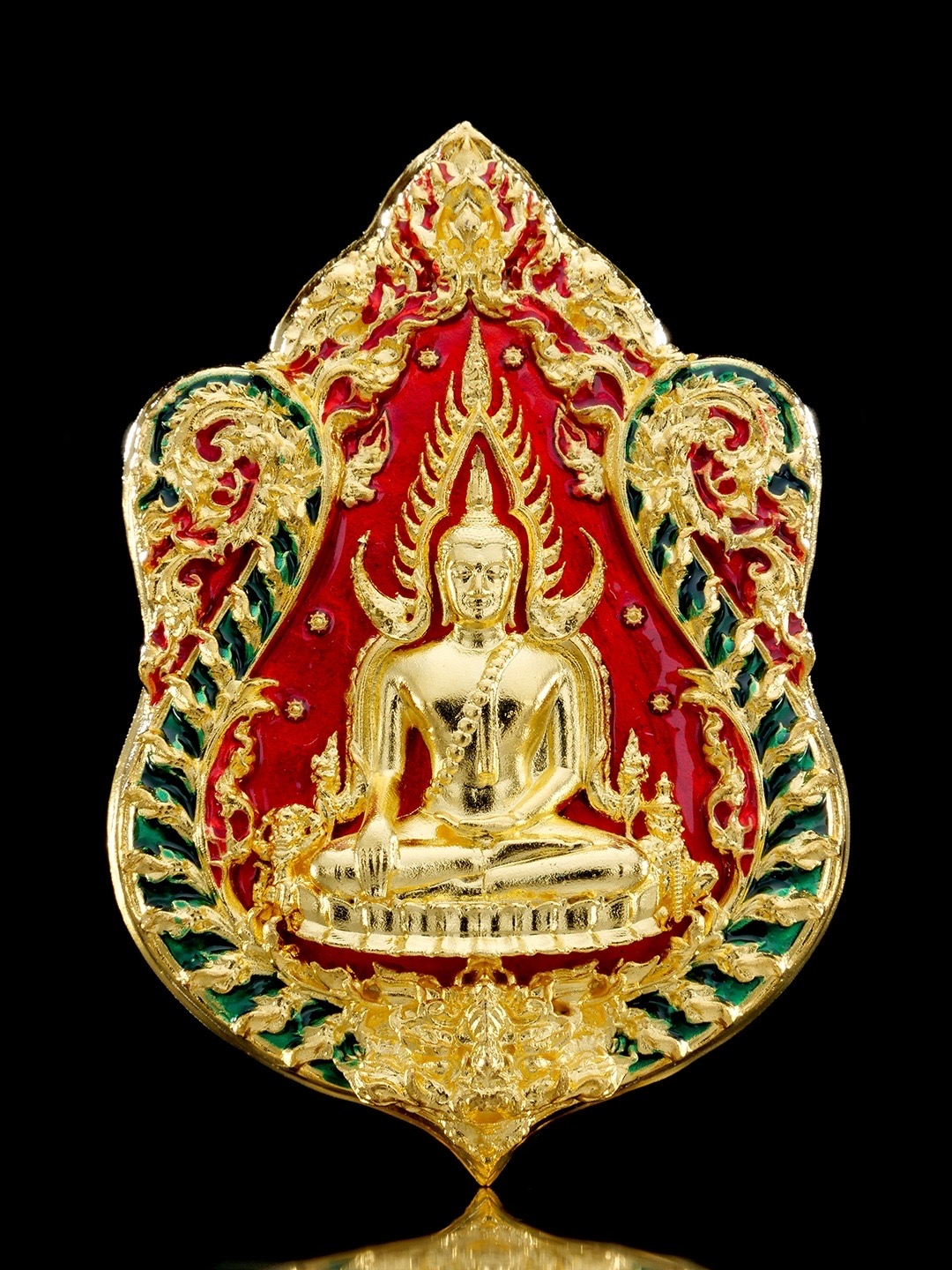 เหรียญเสมาพระพุทธชินราช รุ่น จตุมหามงคล666ปี รายการพิเศษศูนย์จอง เนื้อบรอนซ์ชุบทองลงยา (ด้านหน้า/พระพุทธชินราช ด้านหลัง/พระราหู)