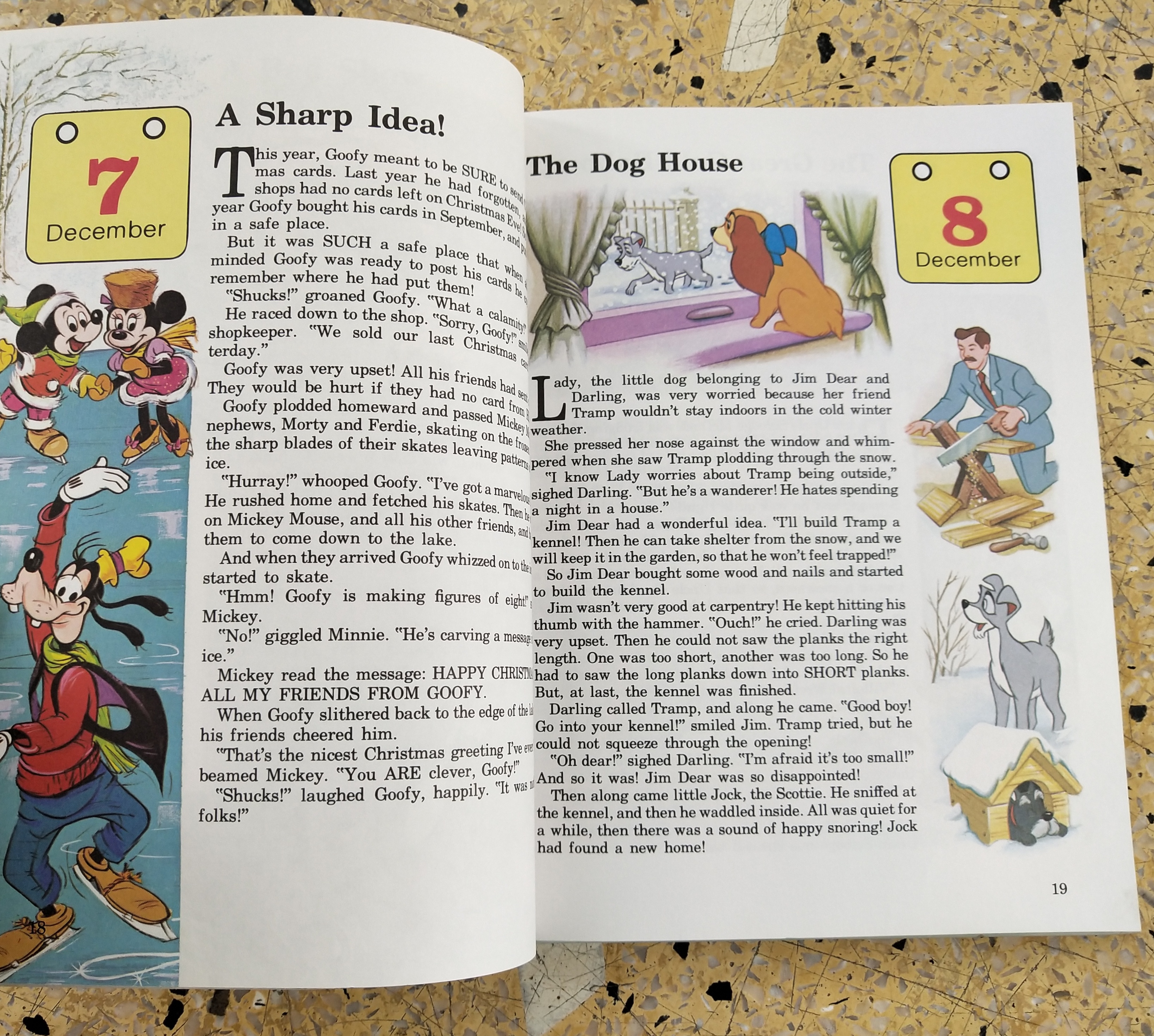 หนังสือภาพการ์ตูนดิสนีย์น่ารัก **หนังสิอเก่า มีตำหนิ โปรดตรวจสอบทุกภาพ ปกแข็ง ฉบับภาษาอังกฤษ เล่าเรื่องราวของทุกวันในฤดูหนาว ผ่านตัวการ์ตูนจากดิสนีย์ Story a Day for every day of the year ,Winter