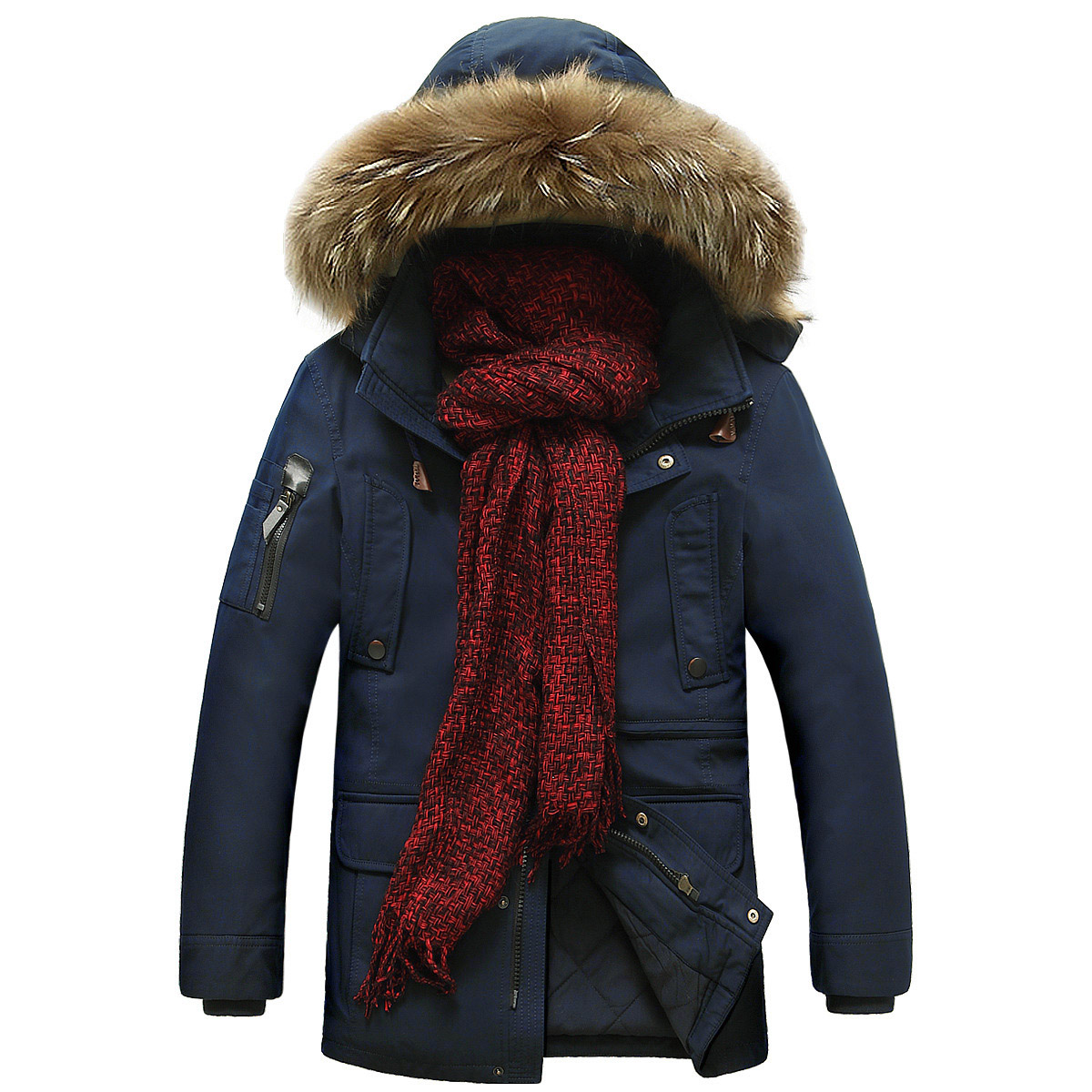 เสื้อโค้ทรุ่นหนาซับขน แต่งเฟอร์ ฮู้ดถอดได้ (10233MM)