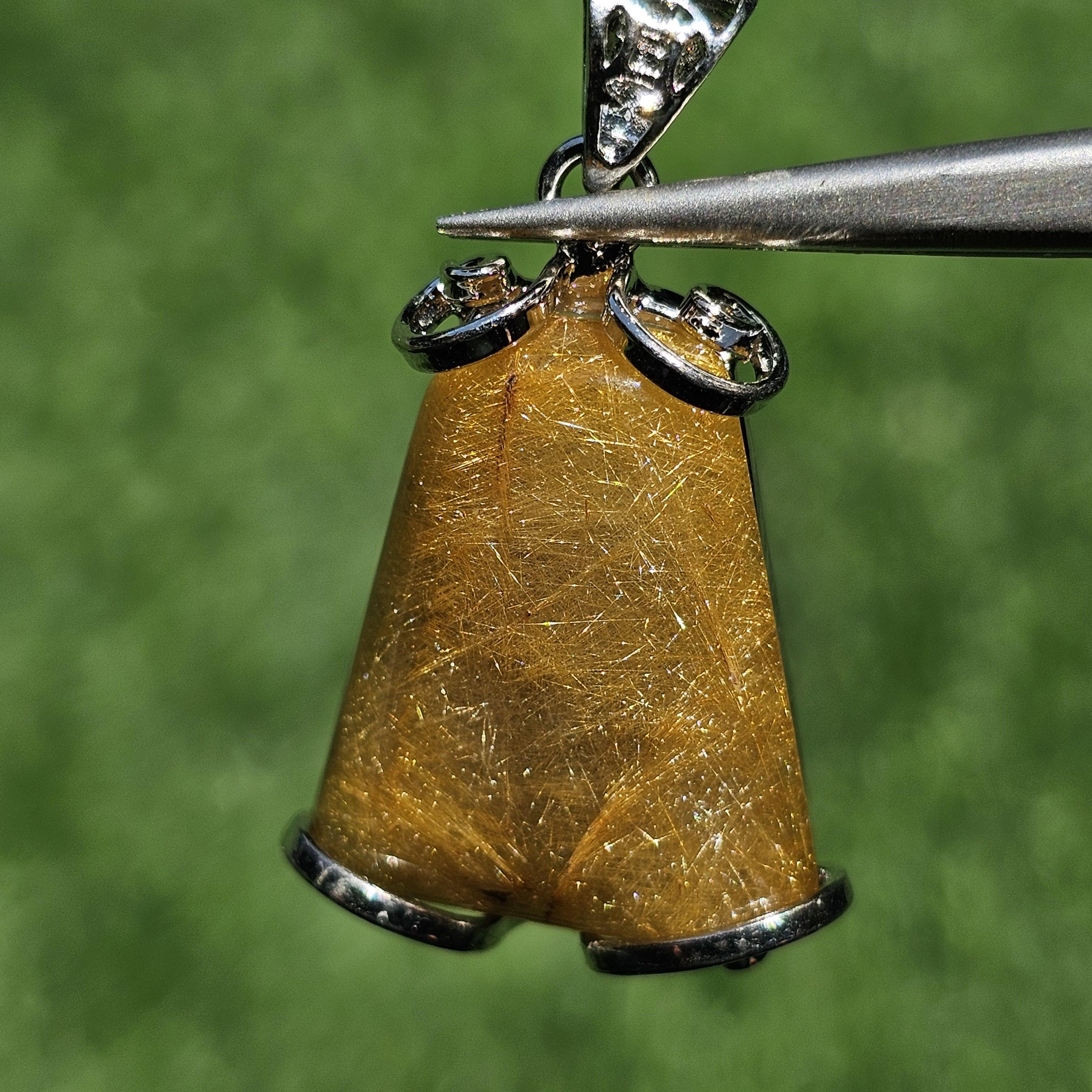 จี้ไหมทอง (Golden Rutilated Quartz) 8.11 กรัม g. พลอยแท้ อัญมณีมงคลประจําวันเกิด เครื่องประดับพลอย