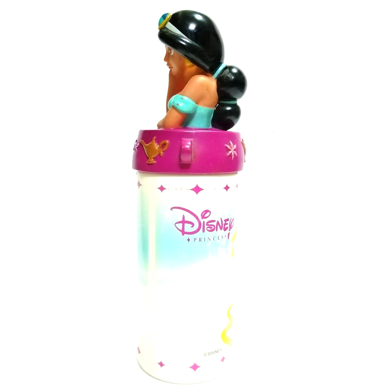 ของสะสมเจ้าหญิงจัสมิน บัชครึ่งตัวเจ้าหญิงจัสมิน**เพชรที่บนหัวมีรอยถลอกเล็กน้อย เป็นท็อปเปอร์ฝาขวดน้ำ เจ้าหญฺิงดิสนีย์ Jasmin,disney princess จากภาพยนต์อนิเมชั่นเรื่อง อลาดิน***ขวดน้ำสีซีดเก่า