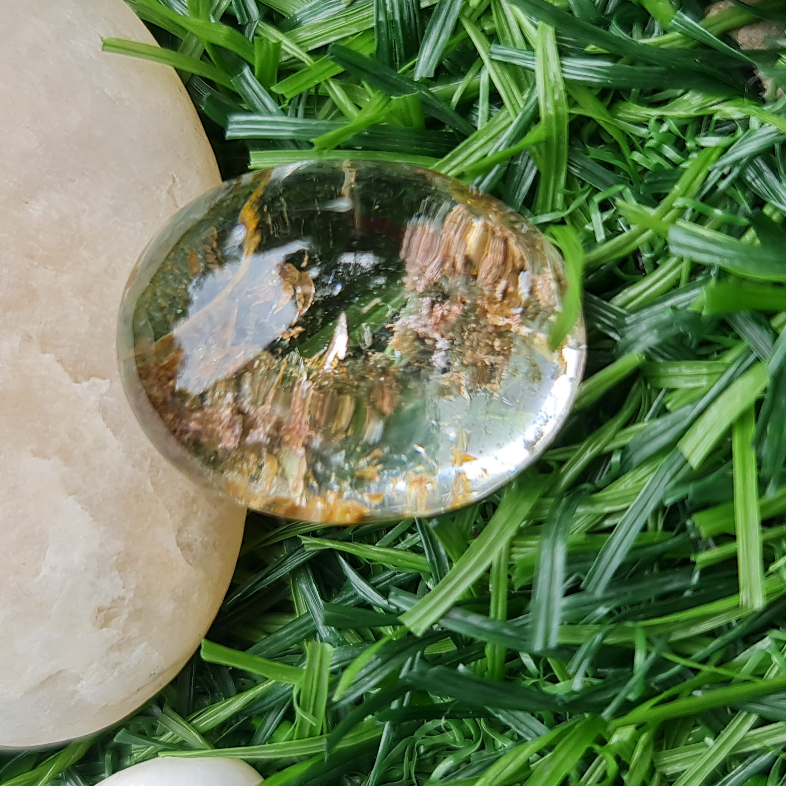 โป่งข่าม ควอตซ์ Rutilated Quartz 39.49 กะรัต Cts. พลอยแท้ อัญมณีมงคลประจําวันเกิด เครื่องประดับพลอย