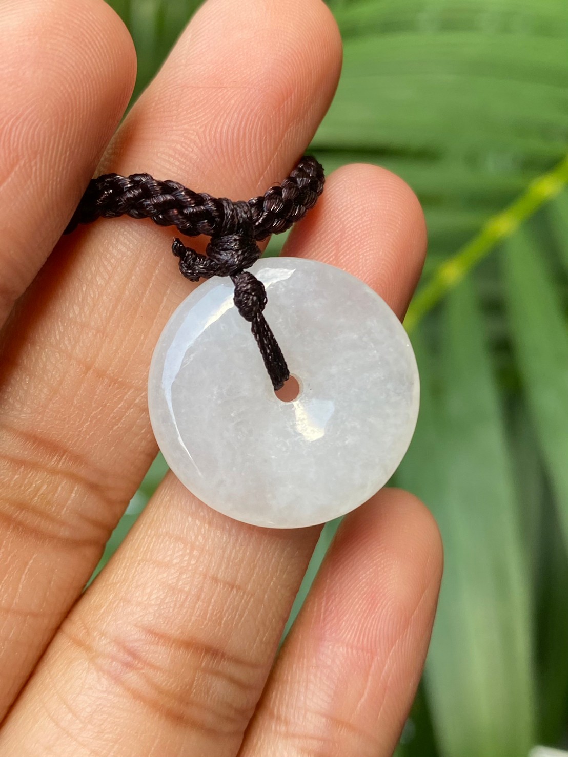 สร้อยเชือกถัก หยกขาวทรงโดนัท (ฺBi-Dise Jadeite Necklace) ดิบ ไม่ผ่านการปรับปรุง (Type A) พม่า (Myanmar) หยก พม่า แท้ Jade