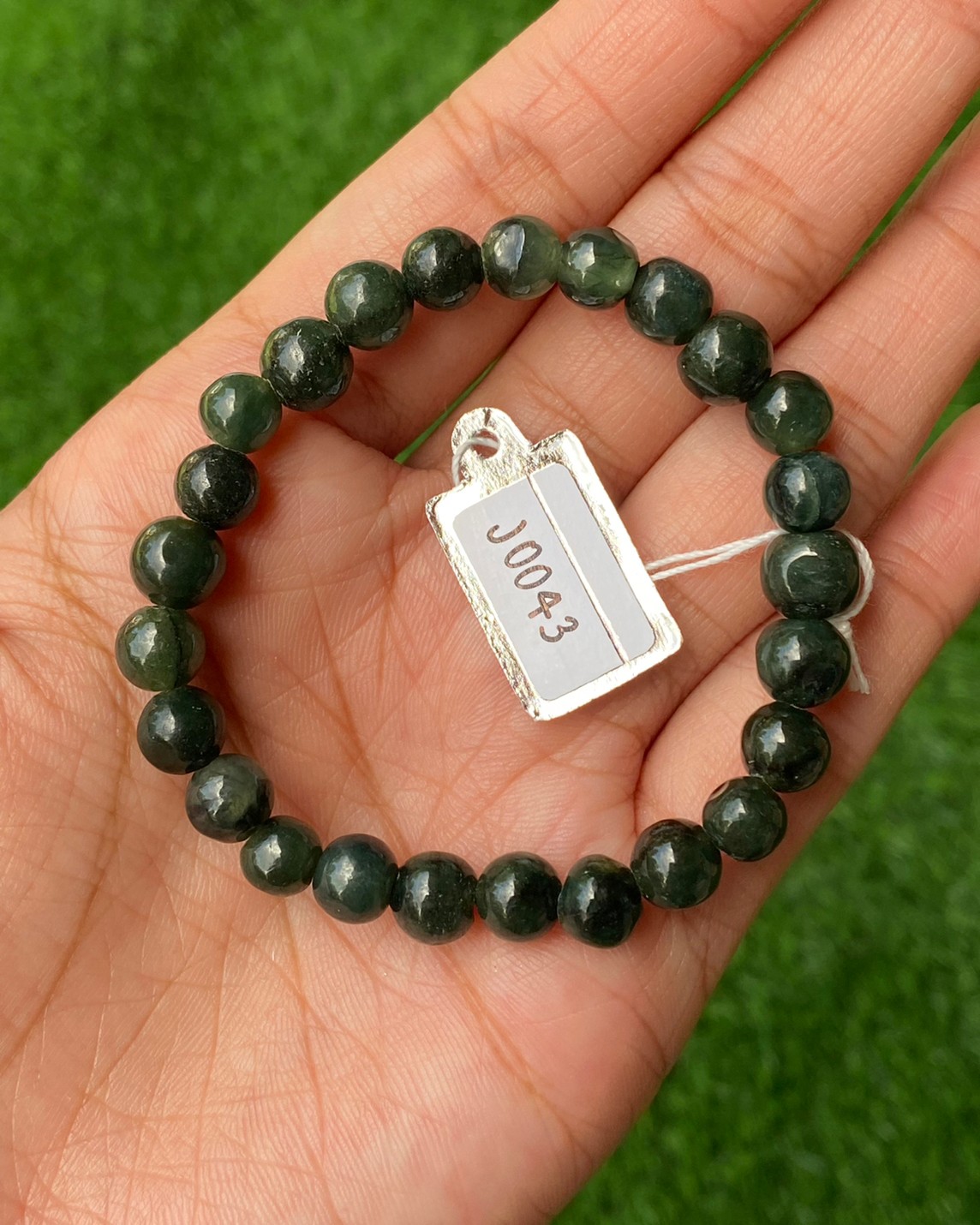 J0043 หยก พม่า แท้ Jade กำไล ประคำหยก (Jadeite Beads Bracelet) พม่า (Myanmar)