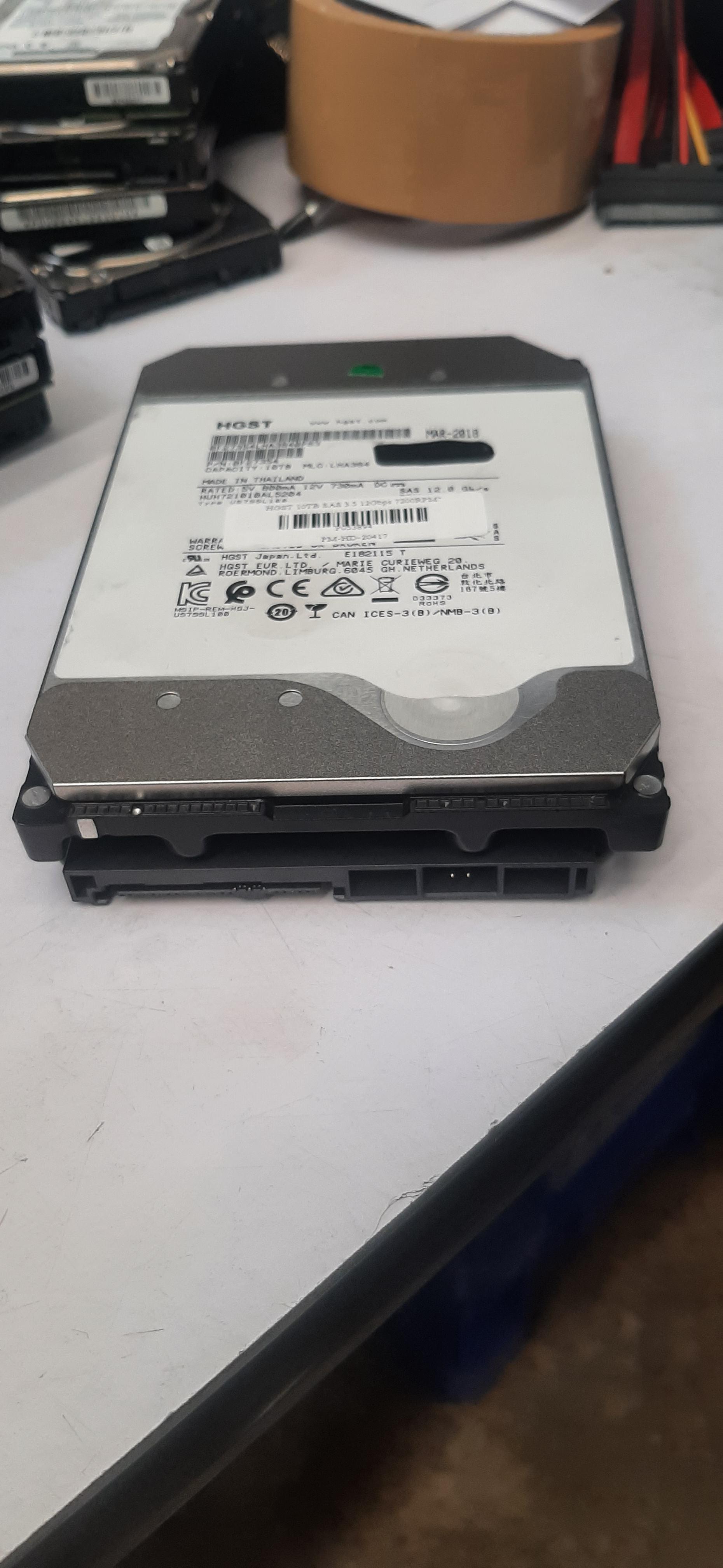 HDD HGST 10TB SAS 3.5 12Gbps 7200RPM"มือสอง