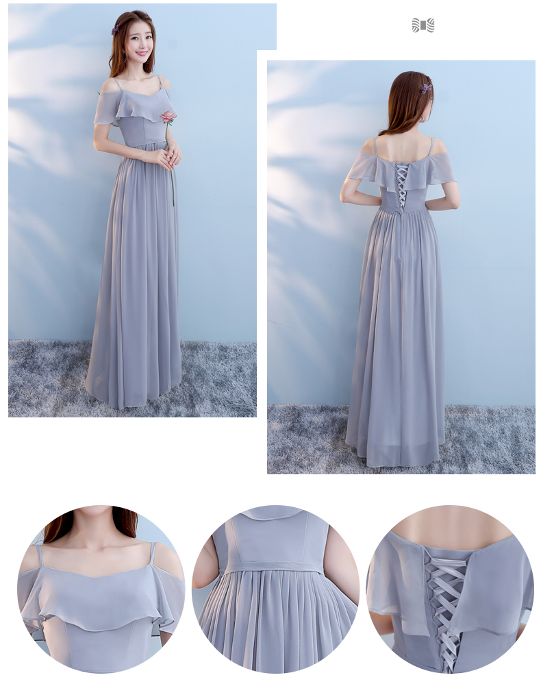 Pre-order ชุดเพื่อนเจ้าสาว สีเทา ผ้าชีฟอง เชือกผูกหลัง มีหลายแบบ