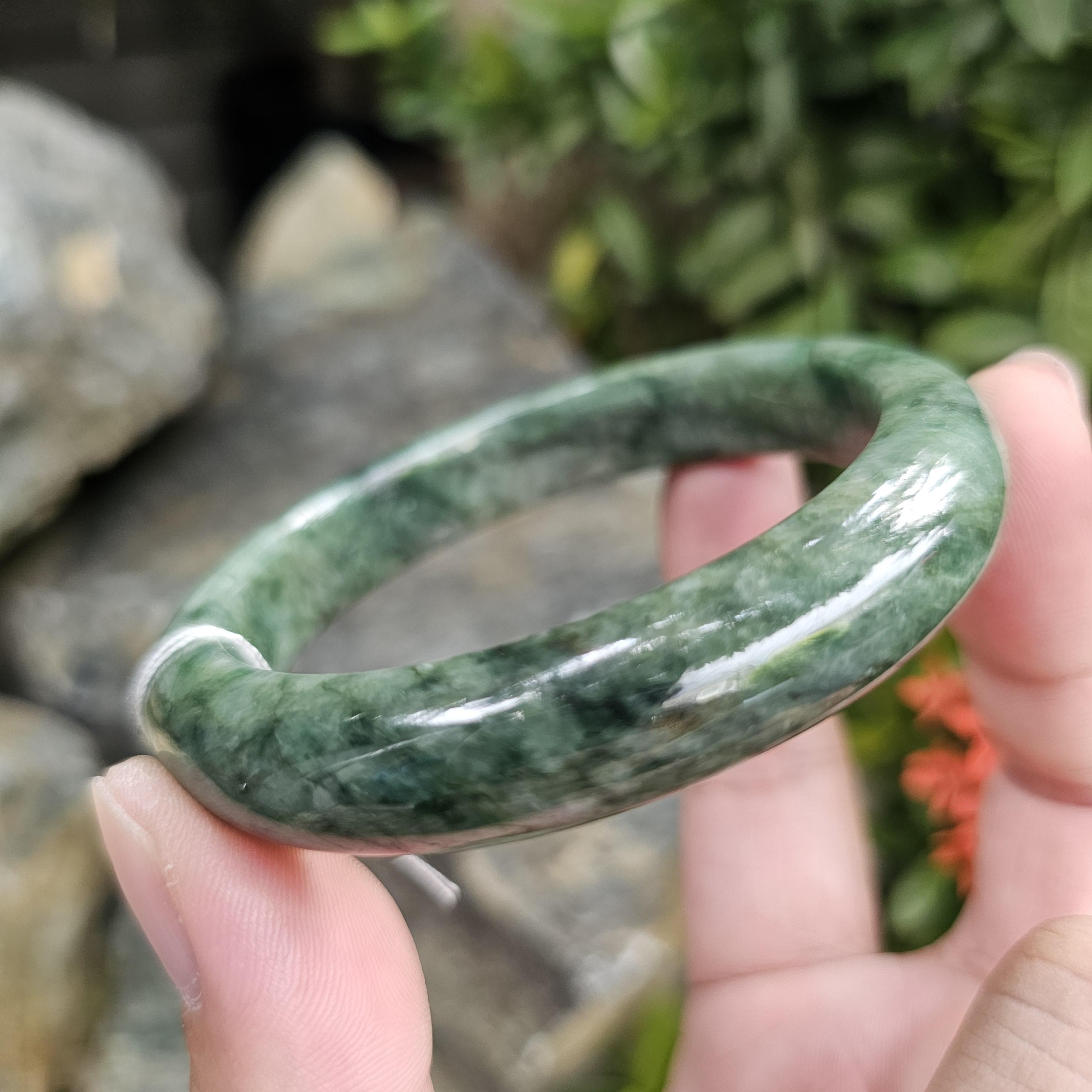 JB6804010 หยก พม่า แท้ Jade กำไลหยก 62.3 มม. (Jadeite bracelet) พม่า (Myanmar)