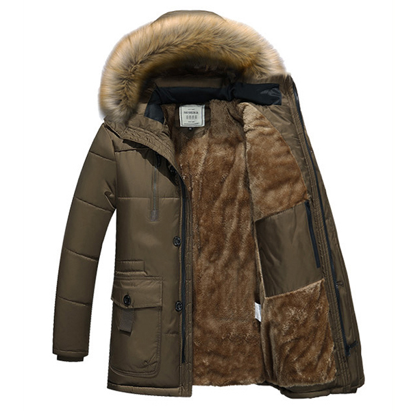 เสื้อโค้ทผู้ชายกันหนาวติดลบ แต่งเฟอร์ ฮู้ดถอดได้ (10112MM)